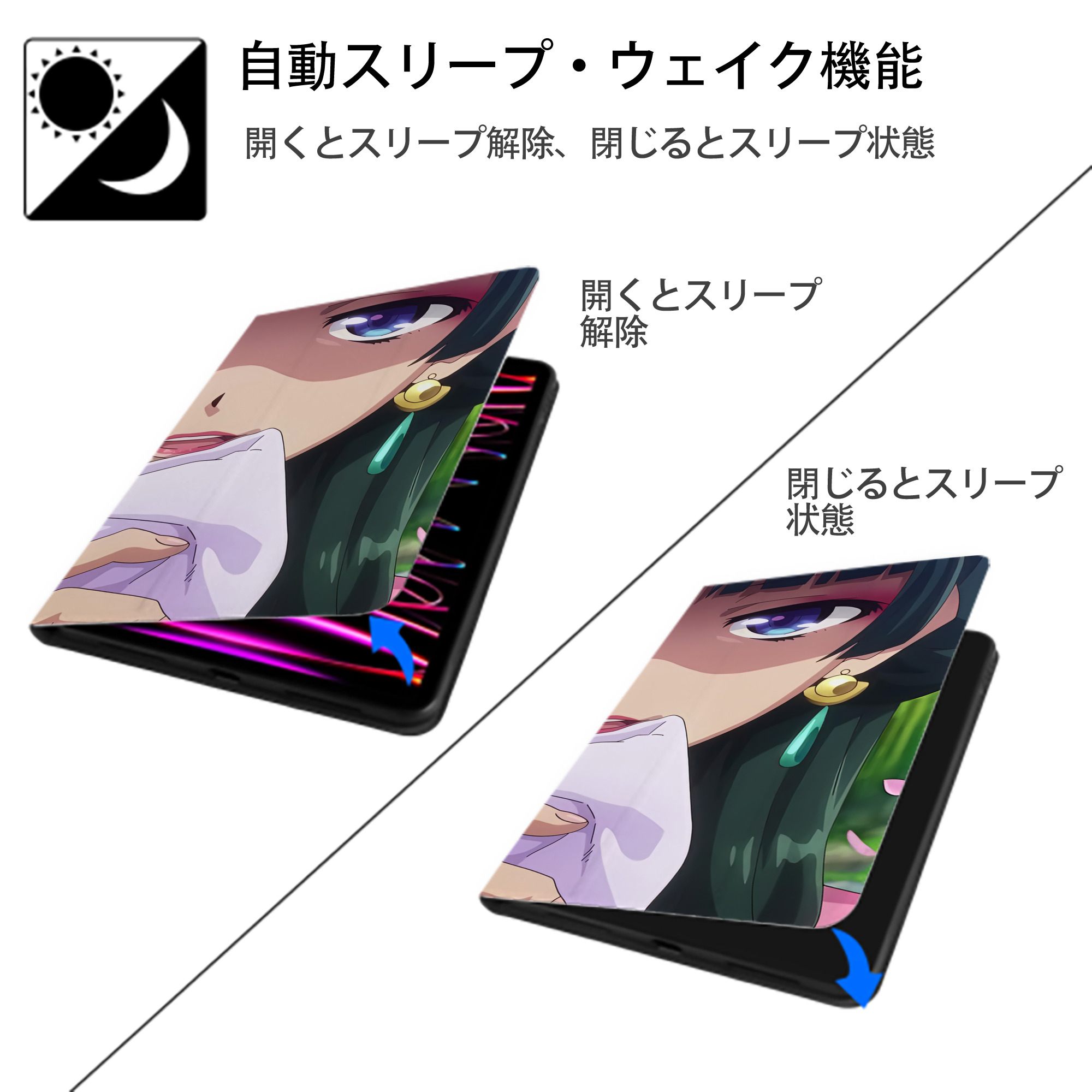 薬屋のひとりごと The Apothecary Diaries IPadケース ペンホルダー付き ブックスタイルデザイン