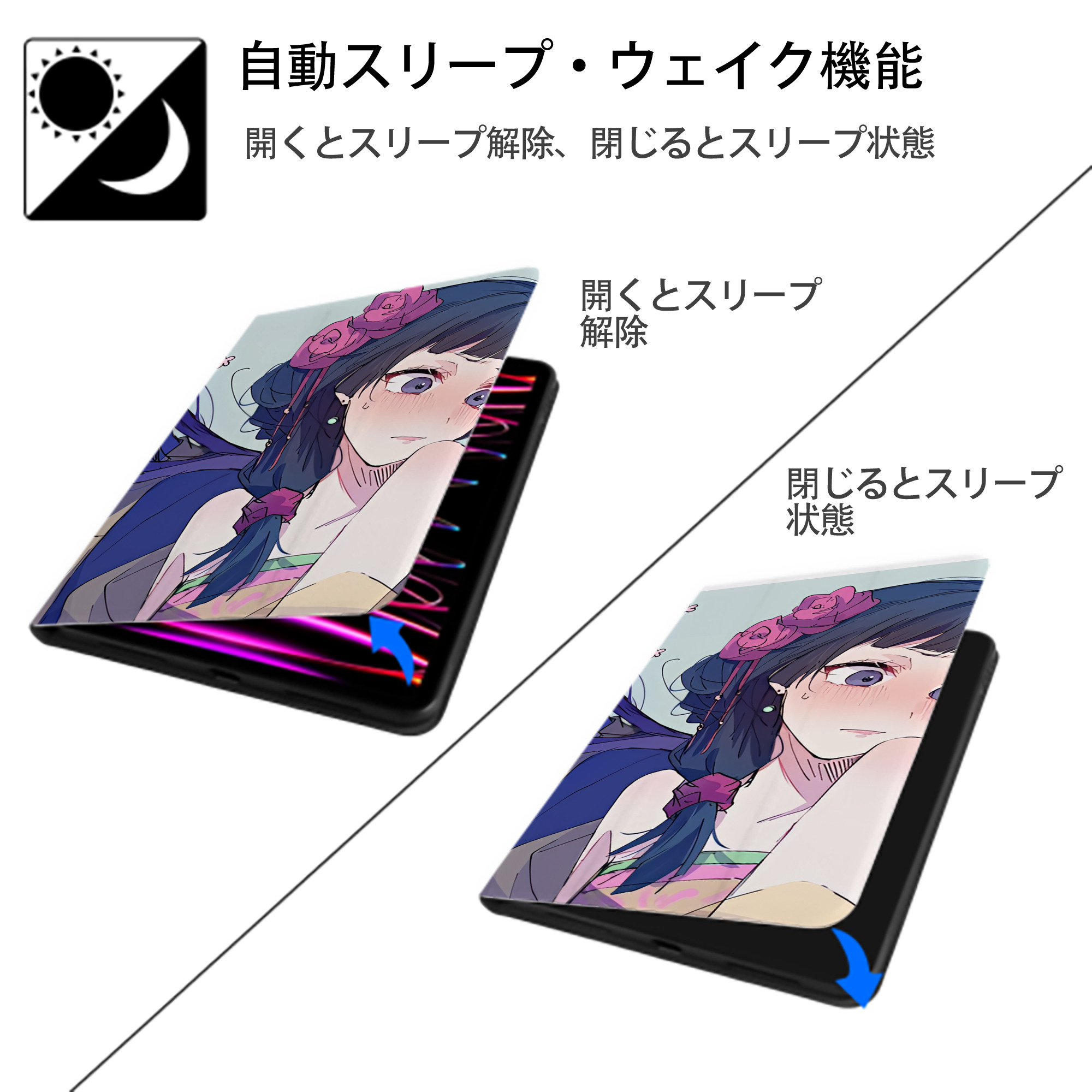 薬屋のひとりごと The Apothecary Diaries IPadケース ペンホルダー付き ブックスタイルデザイン