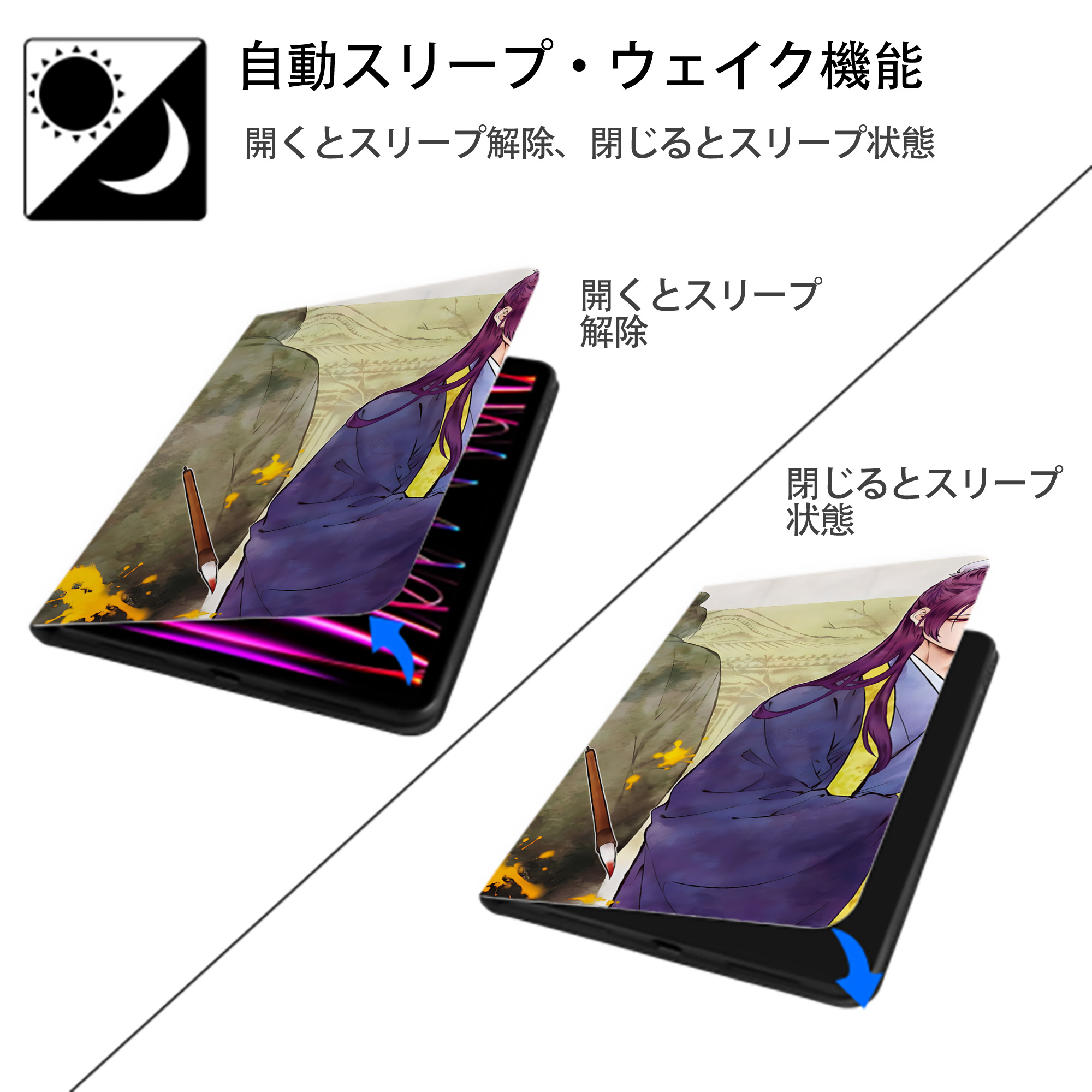 薬屋のひとりごと The Apothecary Diaries IPadケース ペンホルダー付き ブックスタイルデザイン