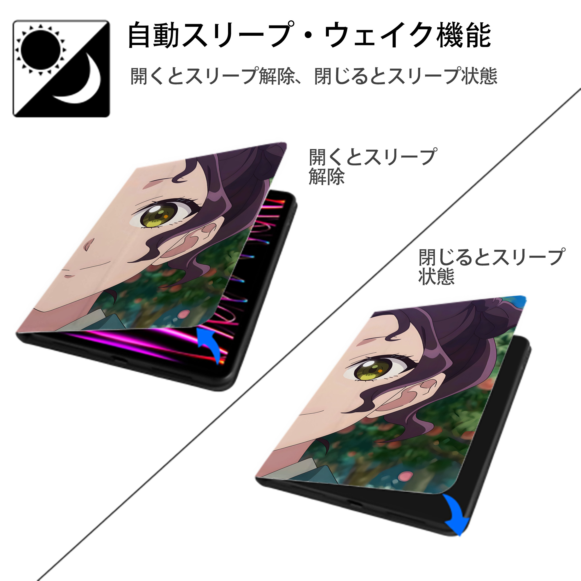 薬屋のひとりごと The Apothecary Diaries IPadケース ペンホルダー付き ブックスタイルデザイン
