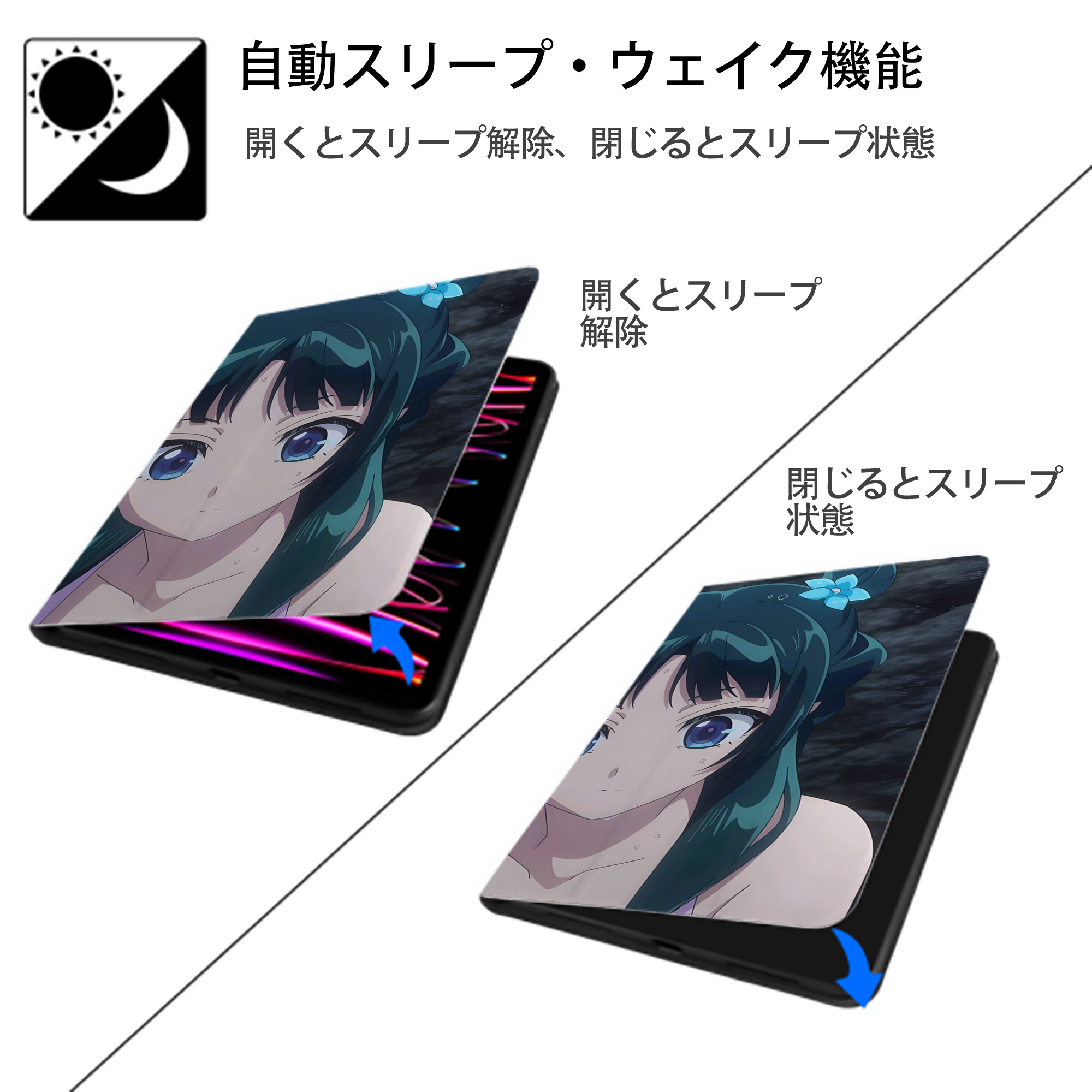 薬屋のひとりごと The Apothecary Diaries IPadケース ペンホルダー付き ブックスタイルデザイン