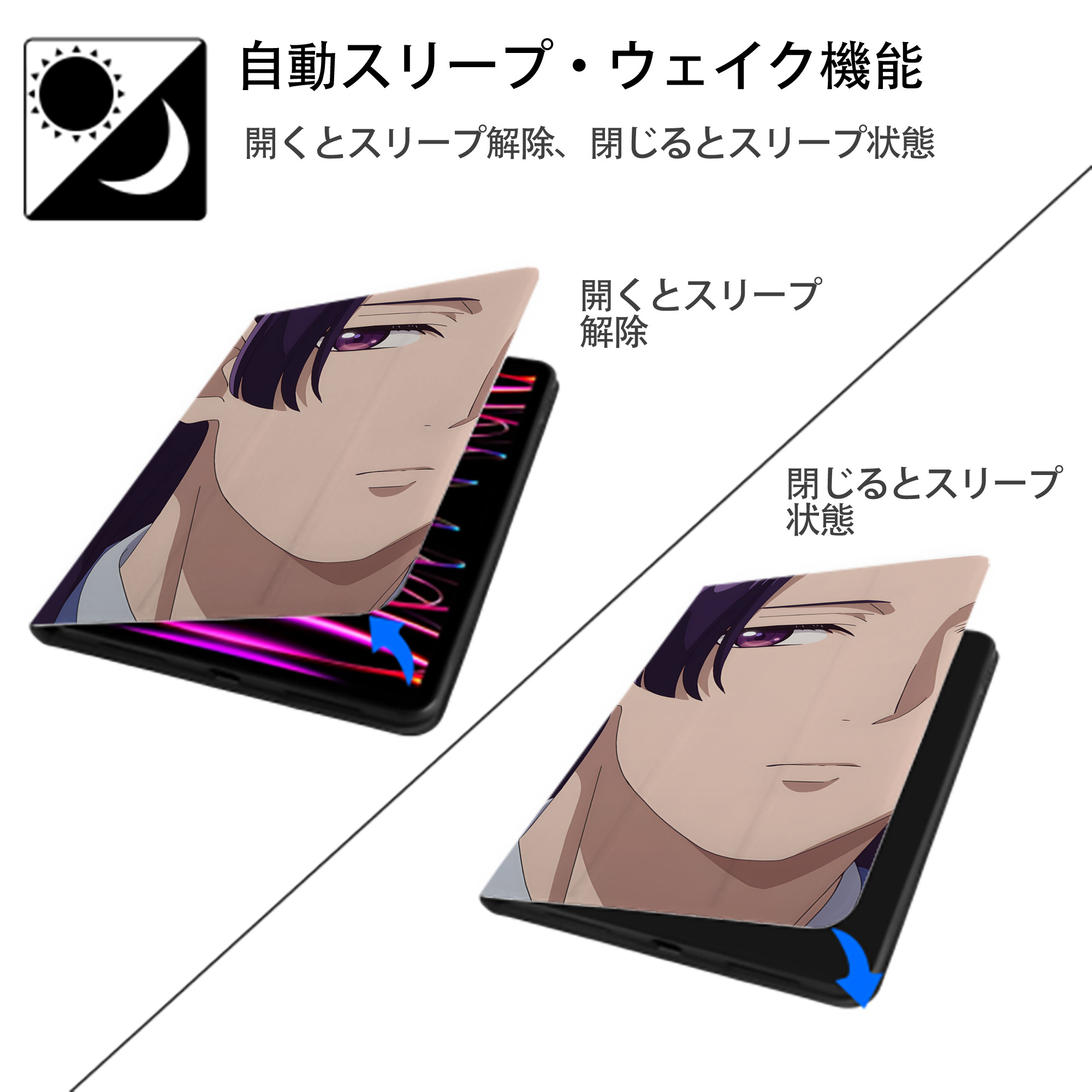 薬屋のひとりごと The Apothecary Diaries IPadケース ペンホルダー付き ブックスタイルデザイン