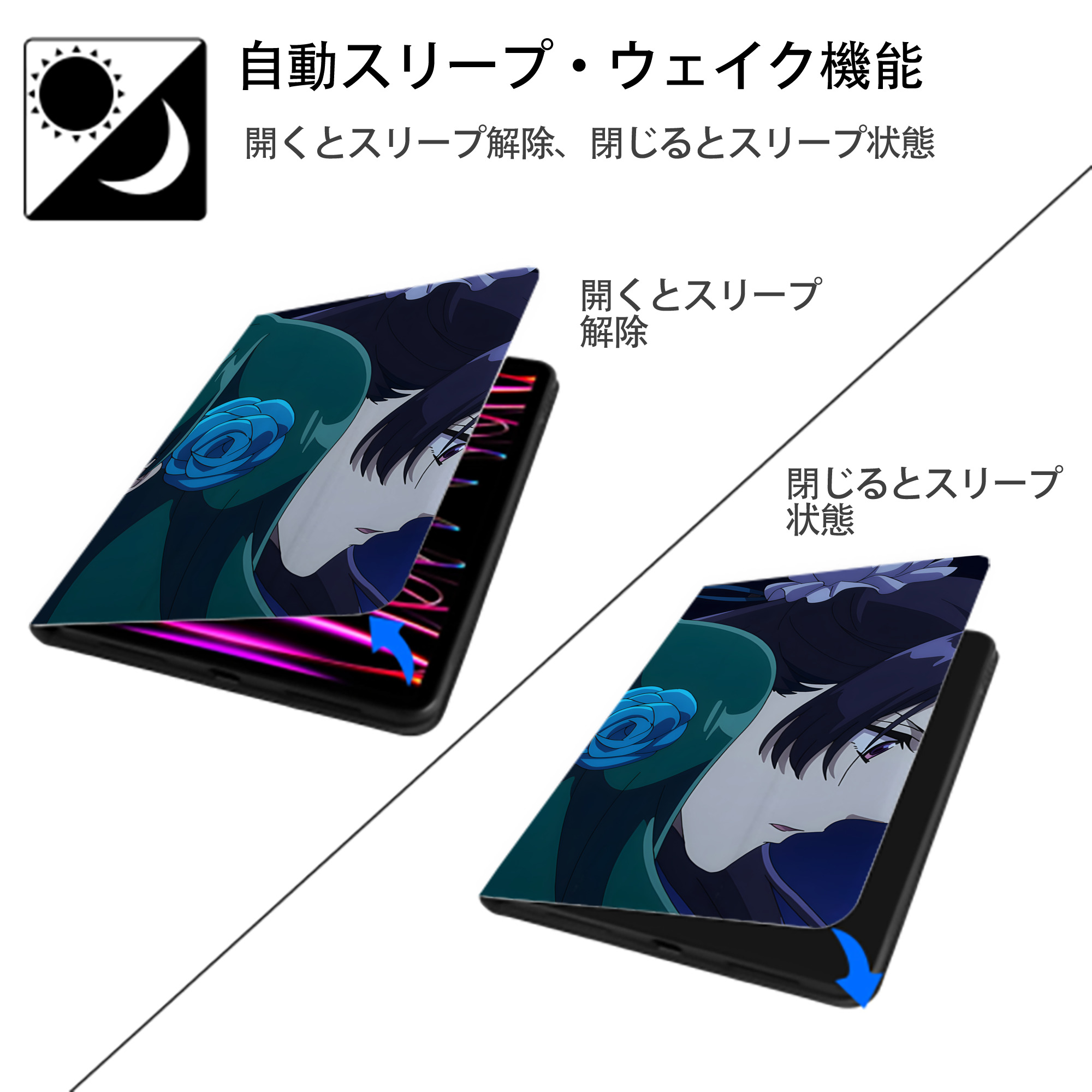 薬屋のひとりごと The Apothecary Diaries IPadケース ペンホルダー付き ブックスタイルデザイン