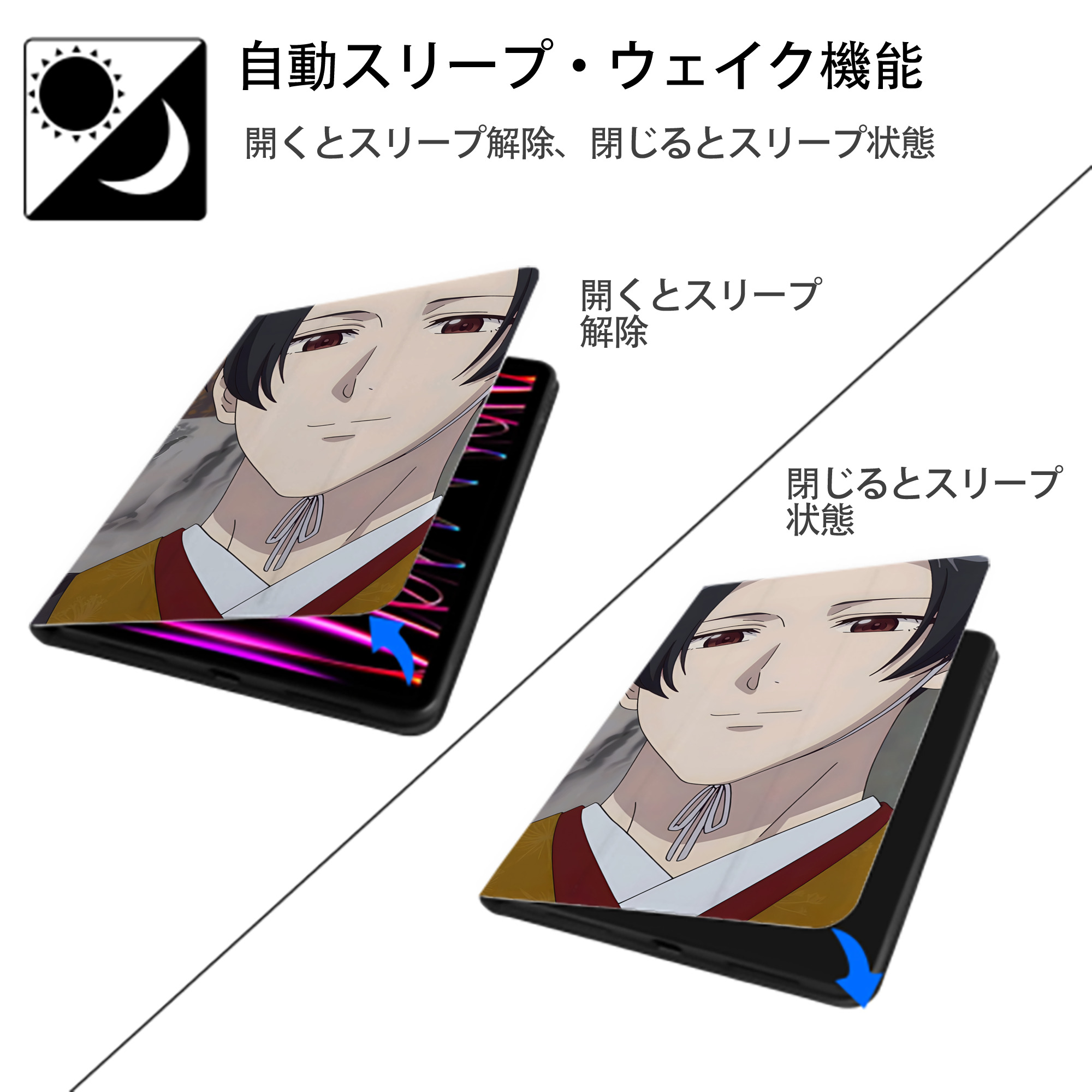 薬屋のひとりごと The Apothecary Diaries IPadケース ペンホルダー付き ブックスタイルデザイン