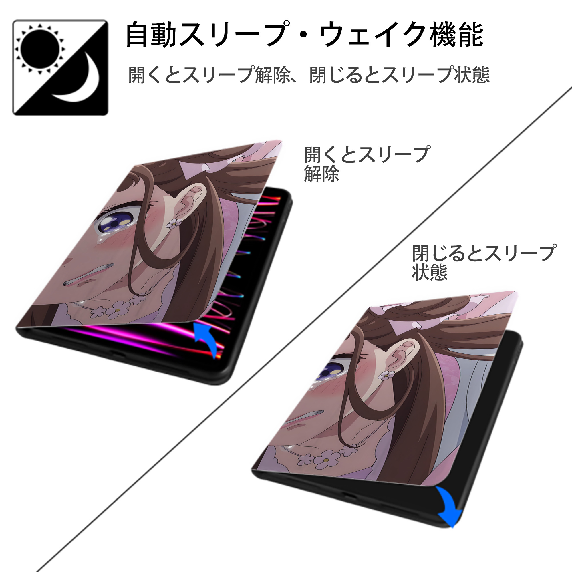 薬屋のひとりごと The Apothecary Diaries IPadケース ペンホルダー付き ブックスタイルデザイン