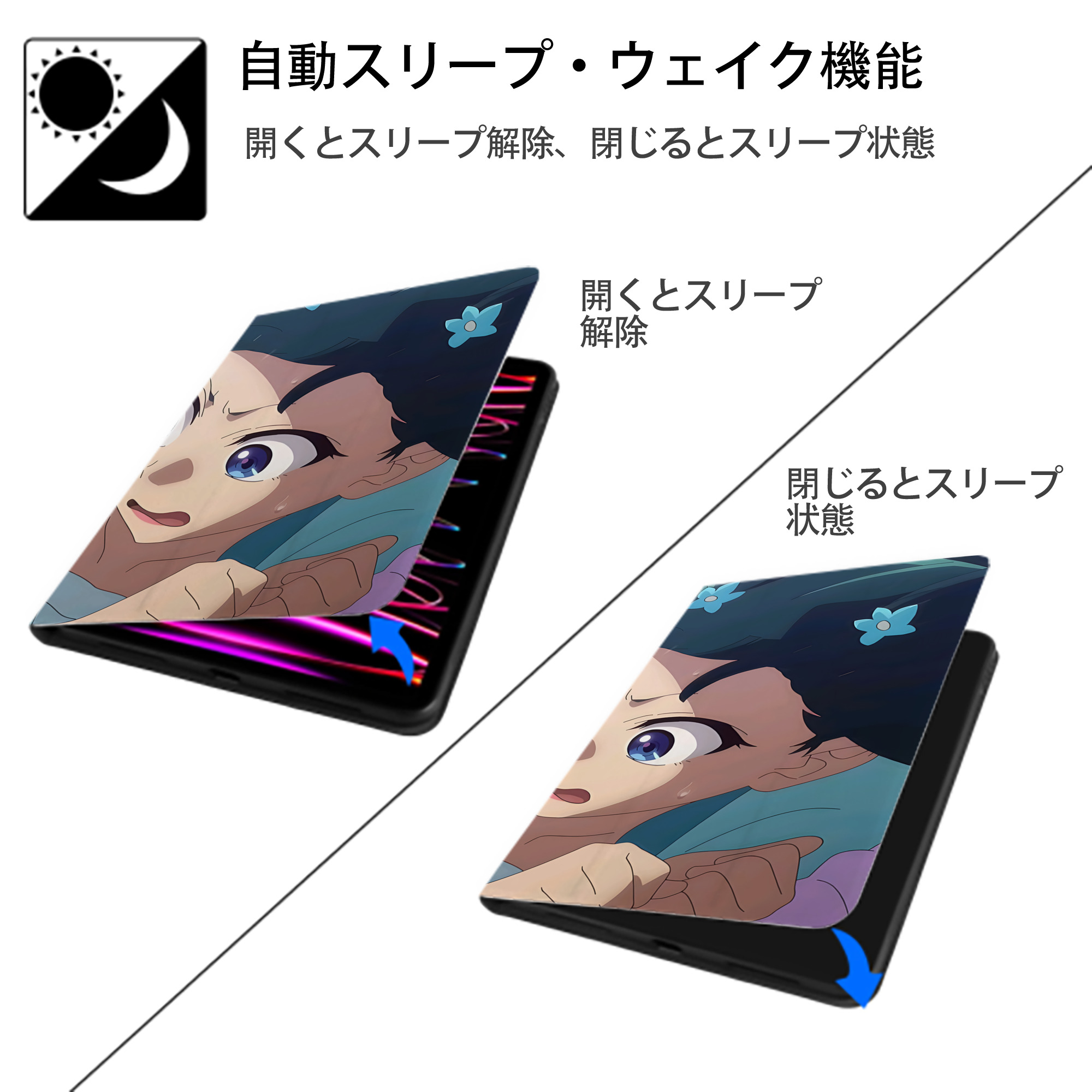 薬屋のひとりごと The Apothecary Diaries IPadケース ペンホルダー付き ブックスタイルデザイン