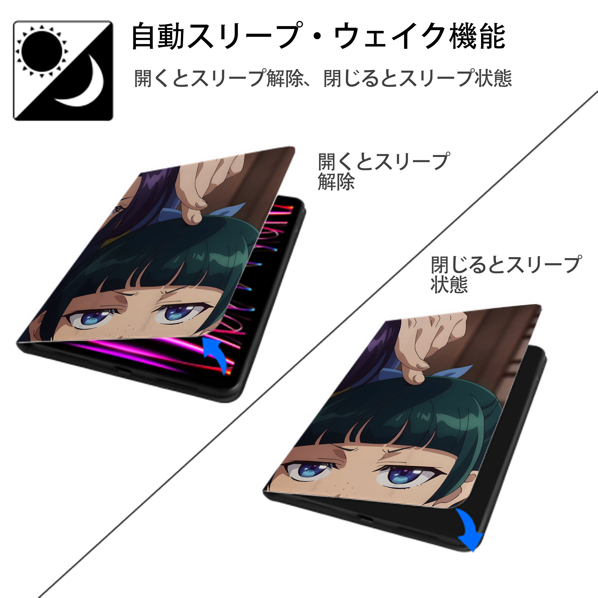 薬屋のひとりごと The Apothecary Diaries IPadケース ペンホルダー付き ブックスタイルデザイン