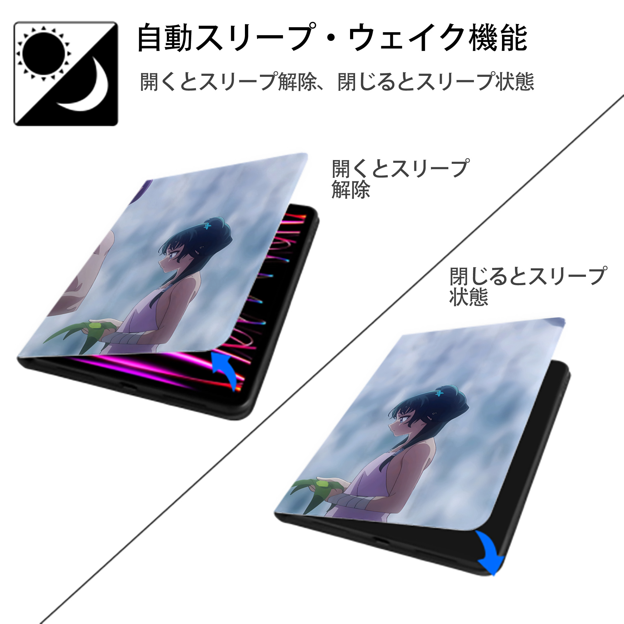 薬屋のひとりごと The Apothecary Diaries IPadケース ペンホルダー付き ブックスタイルデザイン