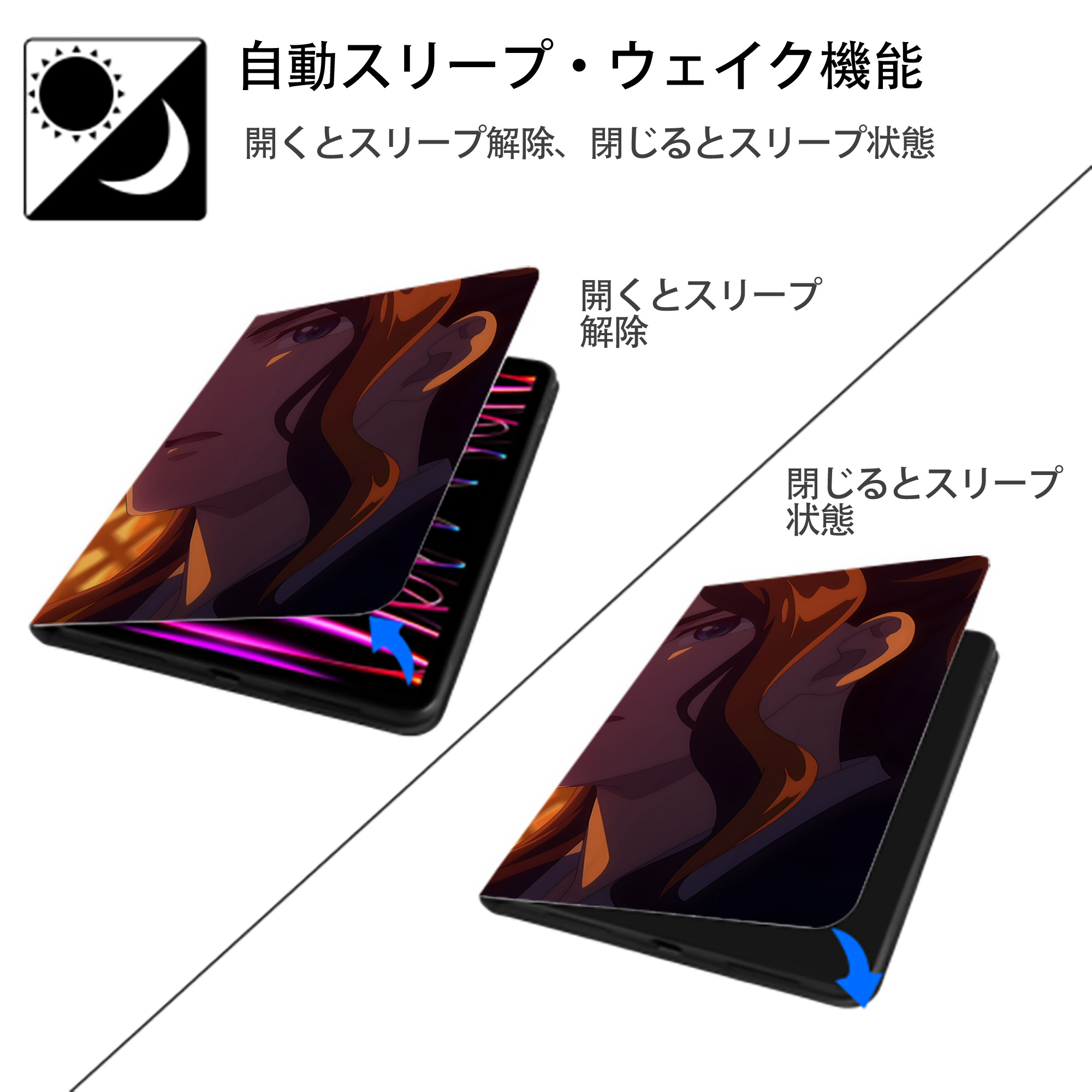 薬屋のひとりごと The Apothecary Diaries IPadケース ペンホルダー付き ブックスタイルデザイン
