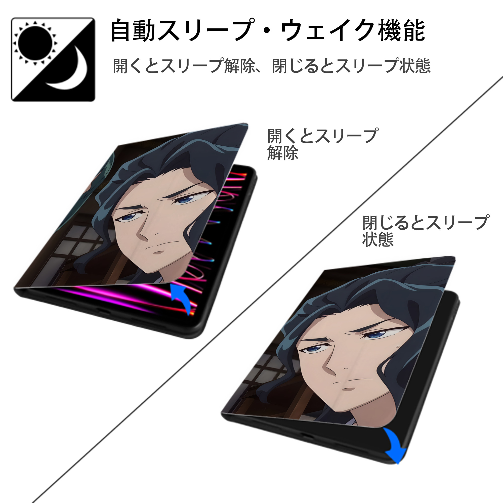 薬屋のひとりごと The Apothecary Diaries IPadケース ペンホルダー付き ブックスタイルデザイン