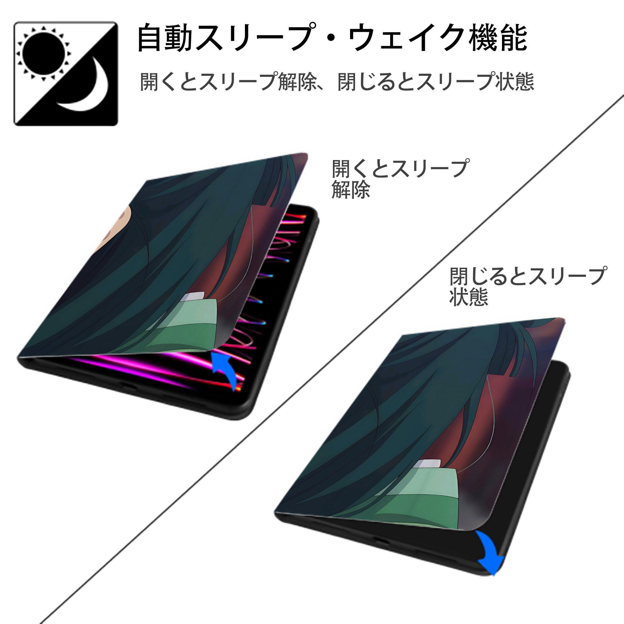 薬屋のひとりごと The Apothecary Diaries IPadケース ペンホルダー付き ブックスタイルデザイン