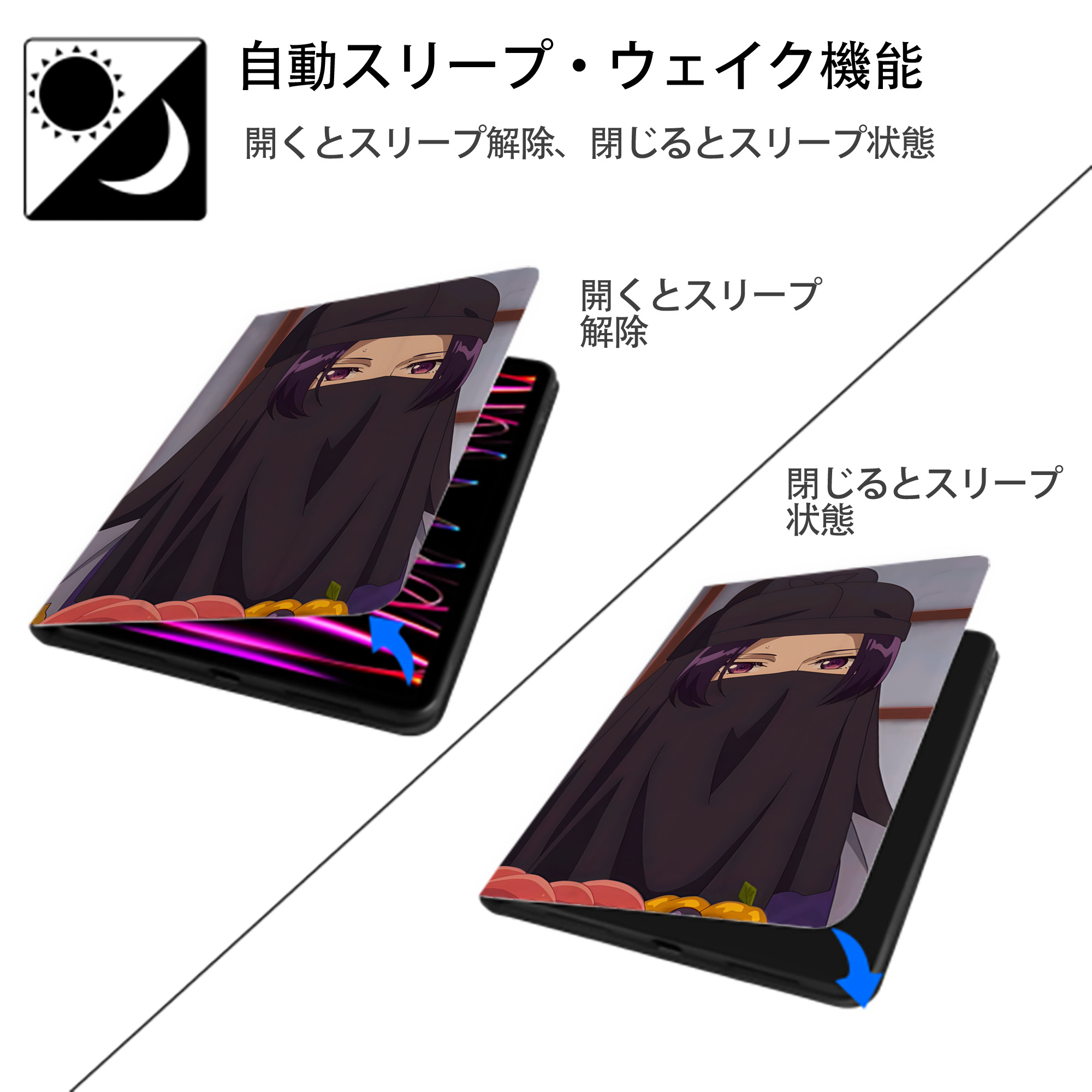 薬屋のひとりごと The Apothecary Diaries IPadケース ペンホルダー付き ブックスタイルデザイン
