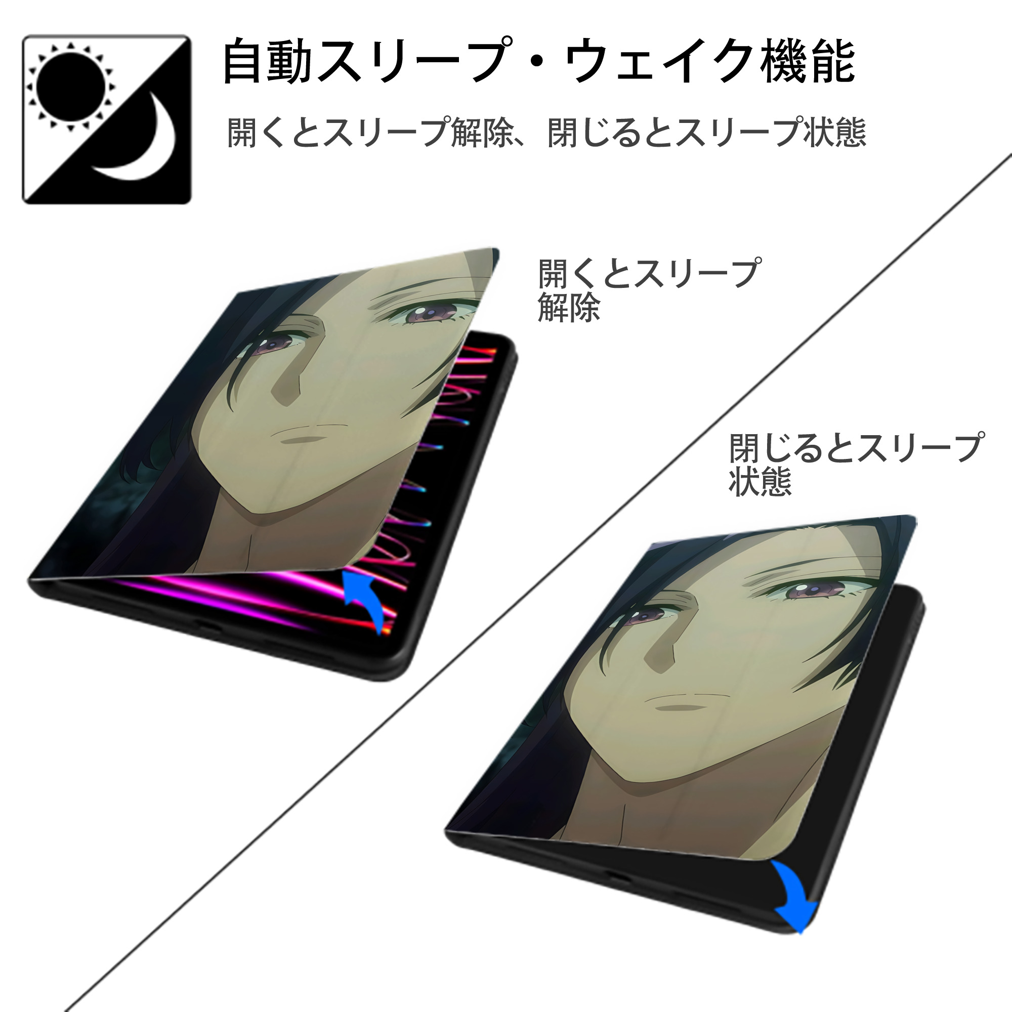 薬屋のひとりごと The Apothecary Diaries IPadケース ペンホルダー付き ブックスタイルデザイン