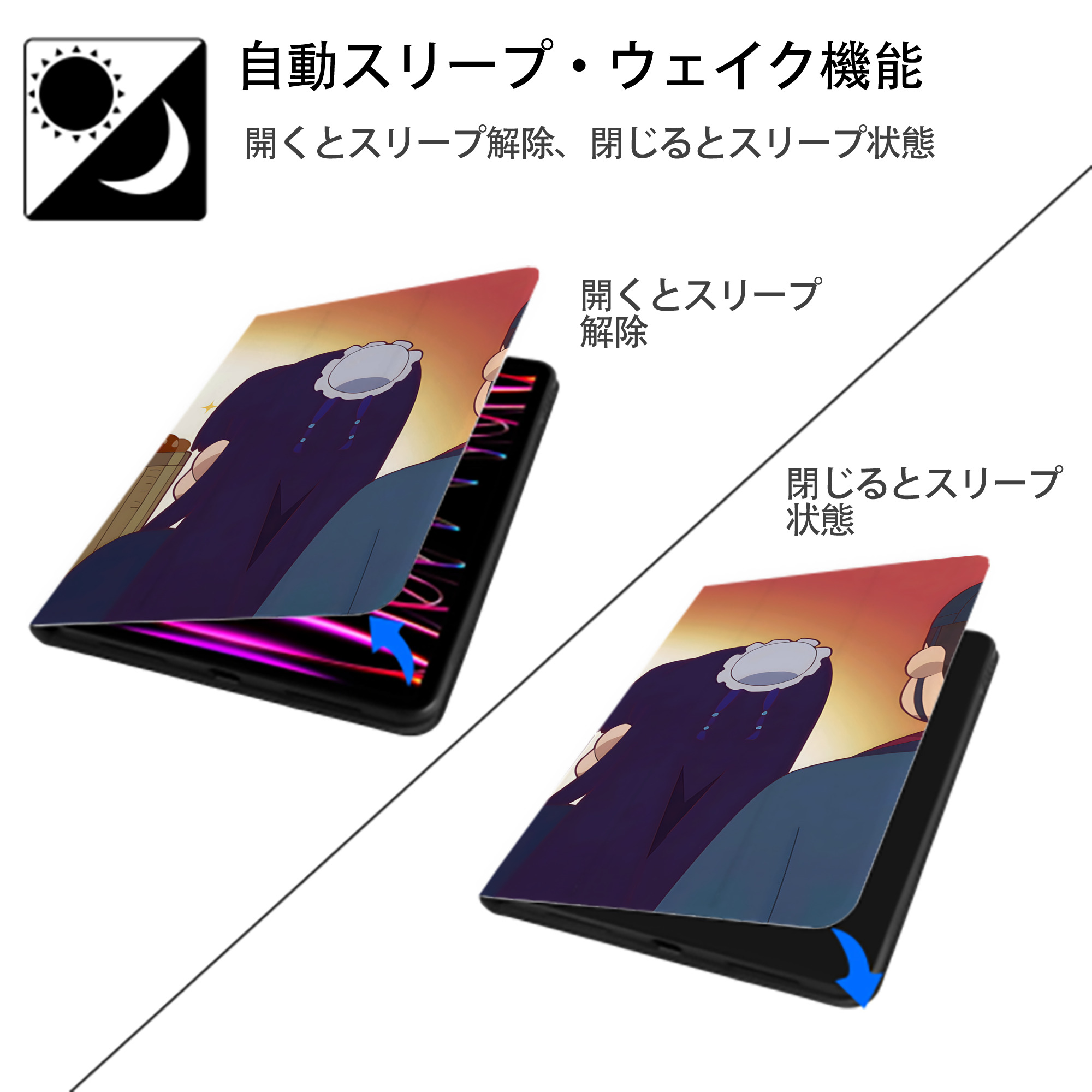 薬屋のひとりごと The Apothecary Diaries IPadケース ペンホルダー付き ブックスタイルデザイン