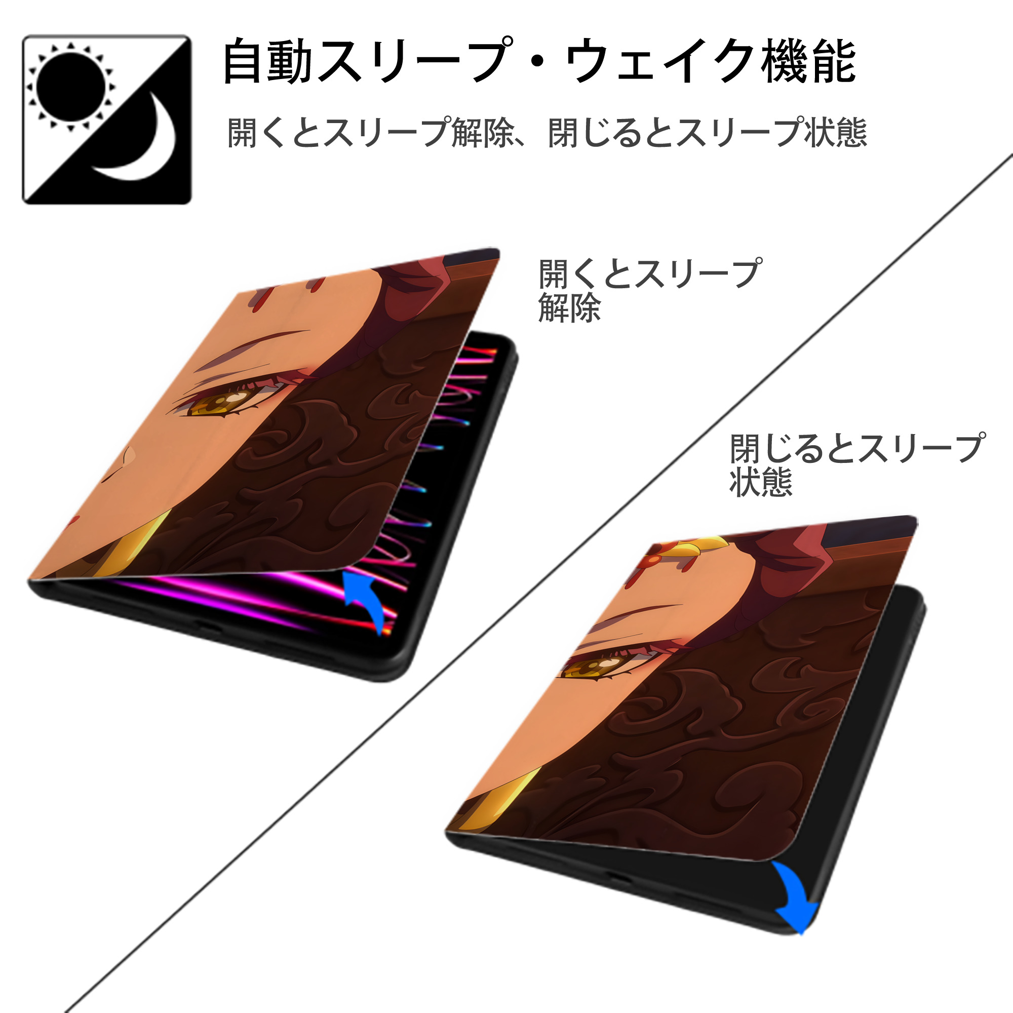 薬屋のひとりごと The Apothecary Diaries IPadケース ペンホルダー付き ブックスタイルデザイン