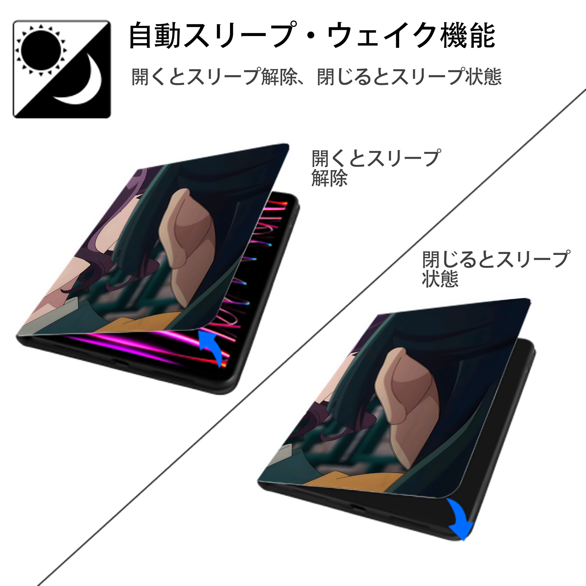薬屋のひとりごと The Apothecary Diaries IPadケース ペンホルダー付き ブックスタイルデザイン