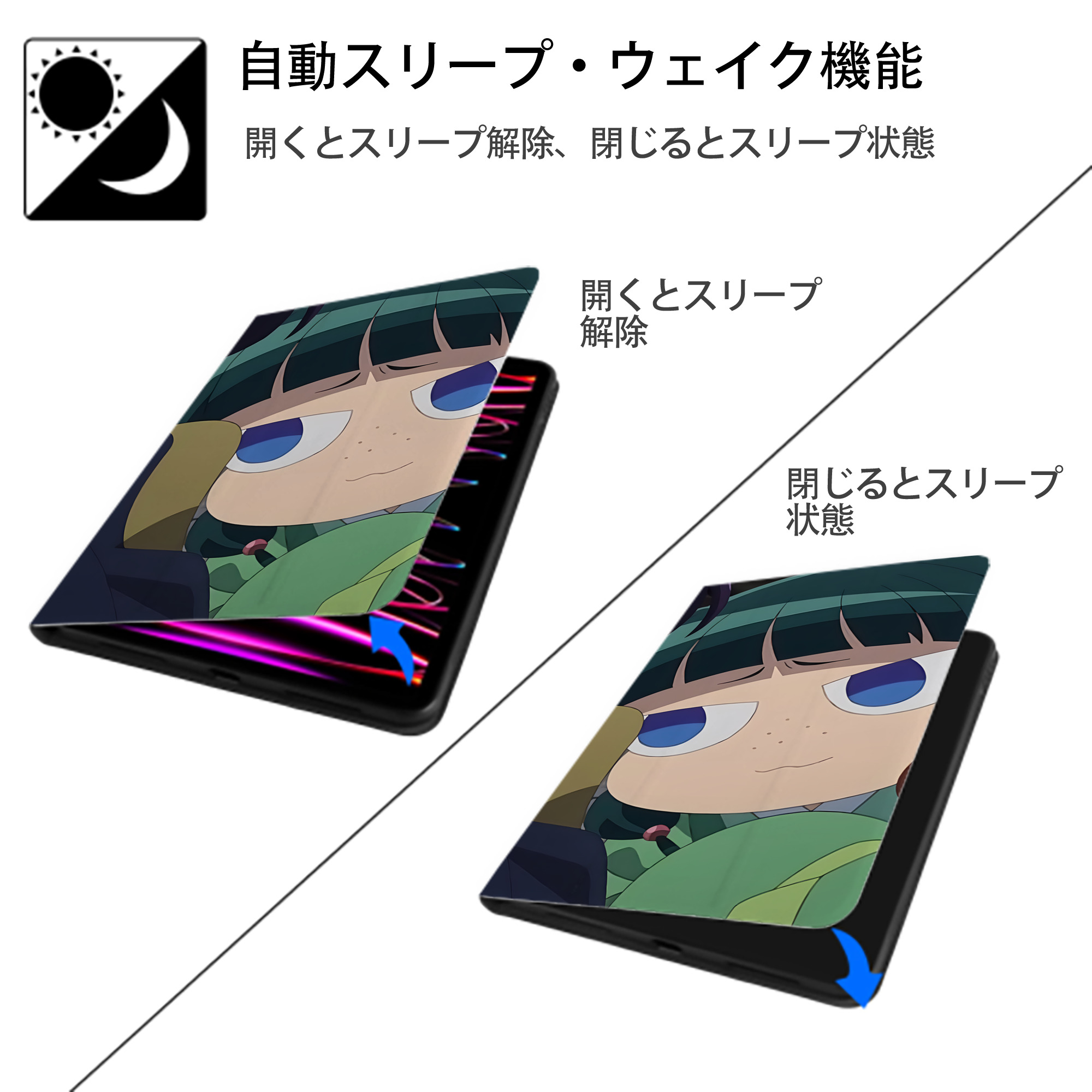 薬屋のひとりごと The Apothecary Diaries IPadケース ペンホルダー付き ブックスタイルデザイン