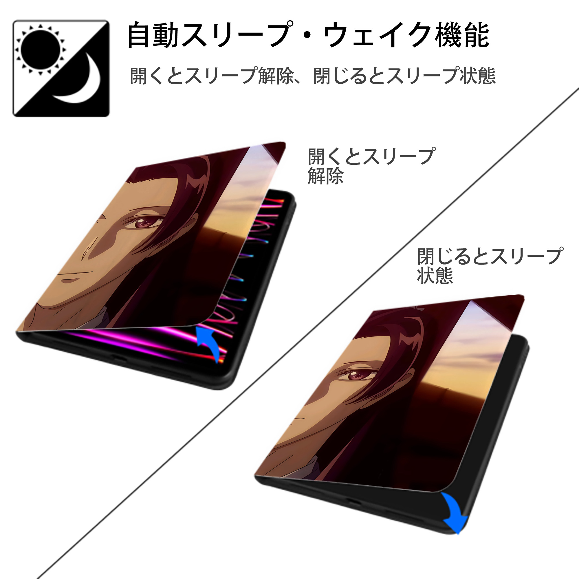 薬屋のひとりごと The Apothecary Diaries IPadケース ペンホルダー付き ブックスタイルデザイン