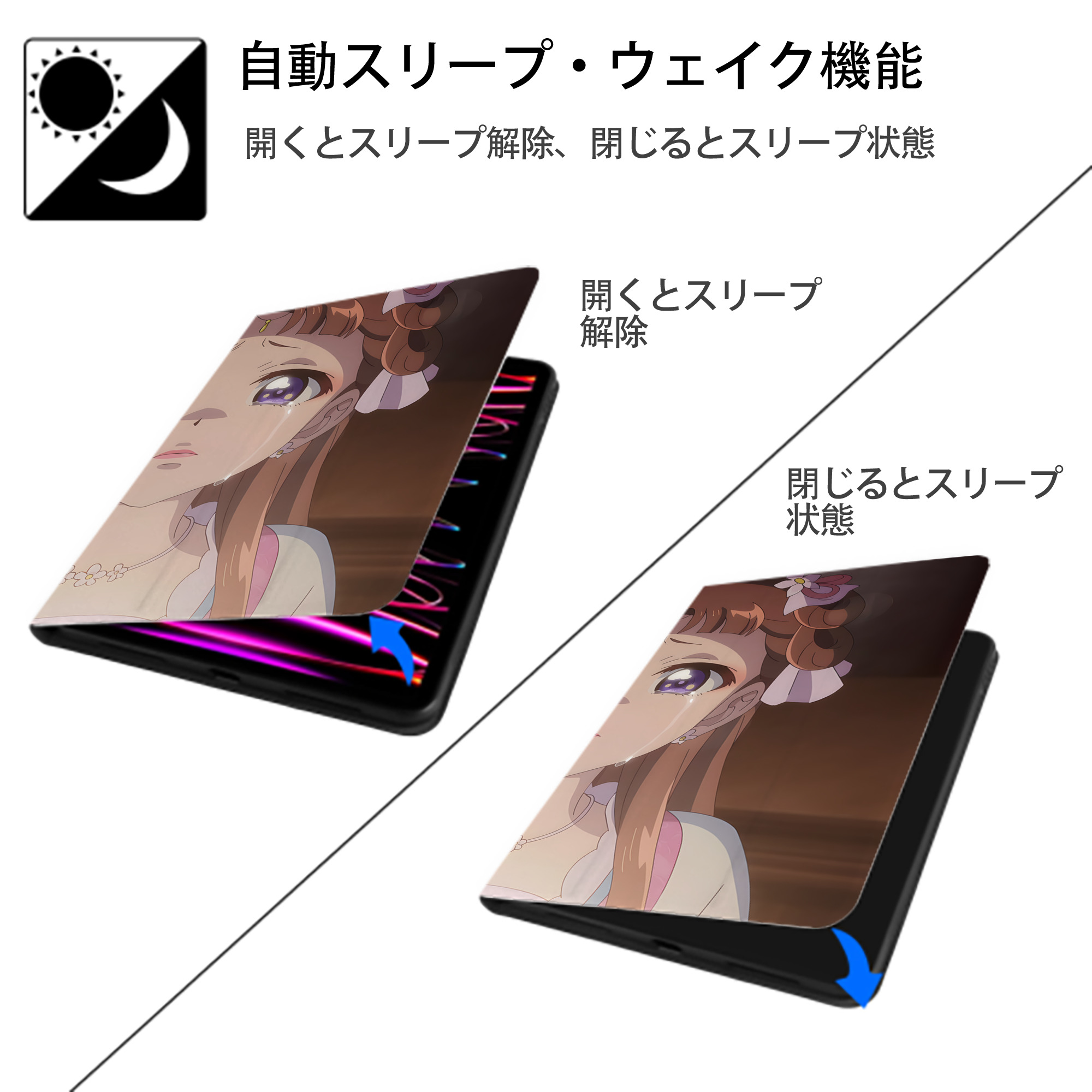 薬屋のひとりごと The Apothecary Diaries IPadケース ペンホルダー付き ブックスタイルデザイン