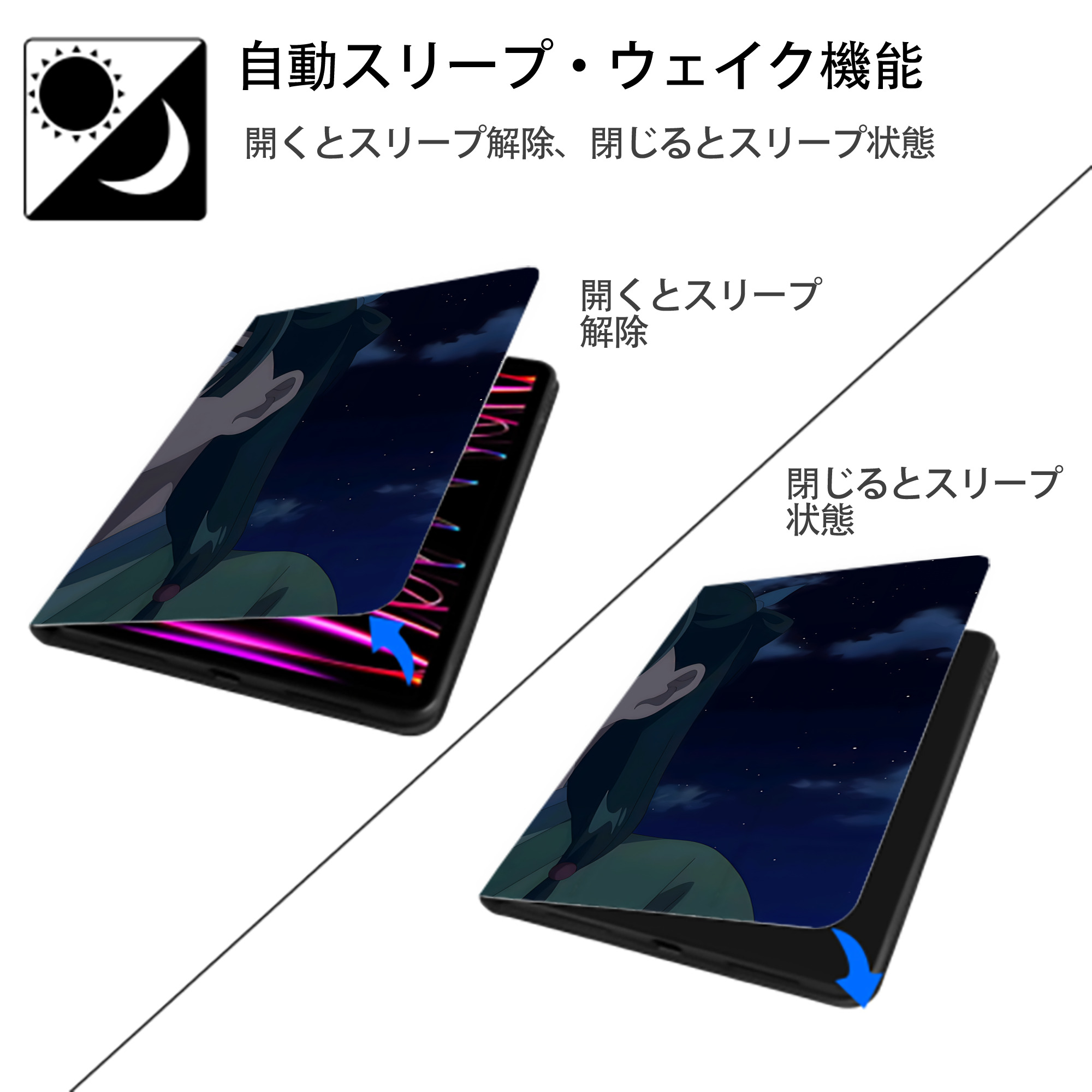 薬屋のひとりごと The Apothecary Diaries IPadケース ペンホルダー付き ブックスタイルデザイン