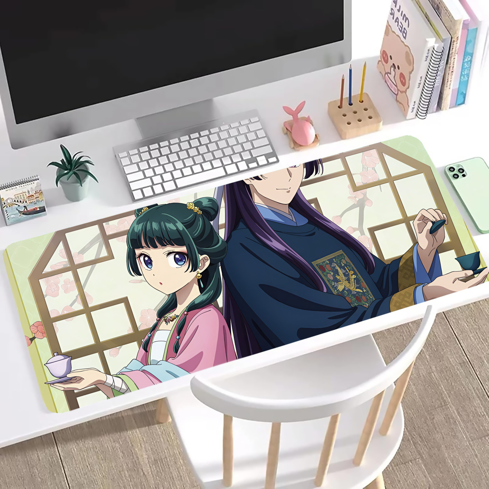（画像用） 薬屋のひとりごと The Apothecary Diaries ステッチ加工 大判デスクマット／滑り止めマウスパッド
