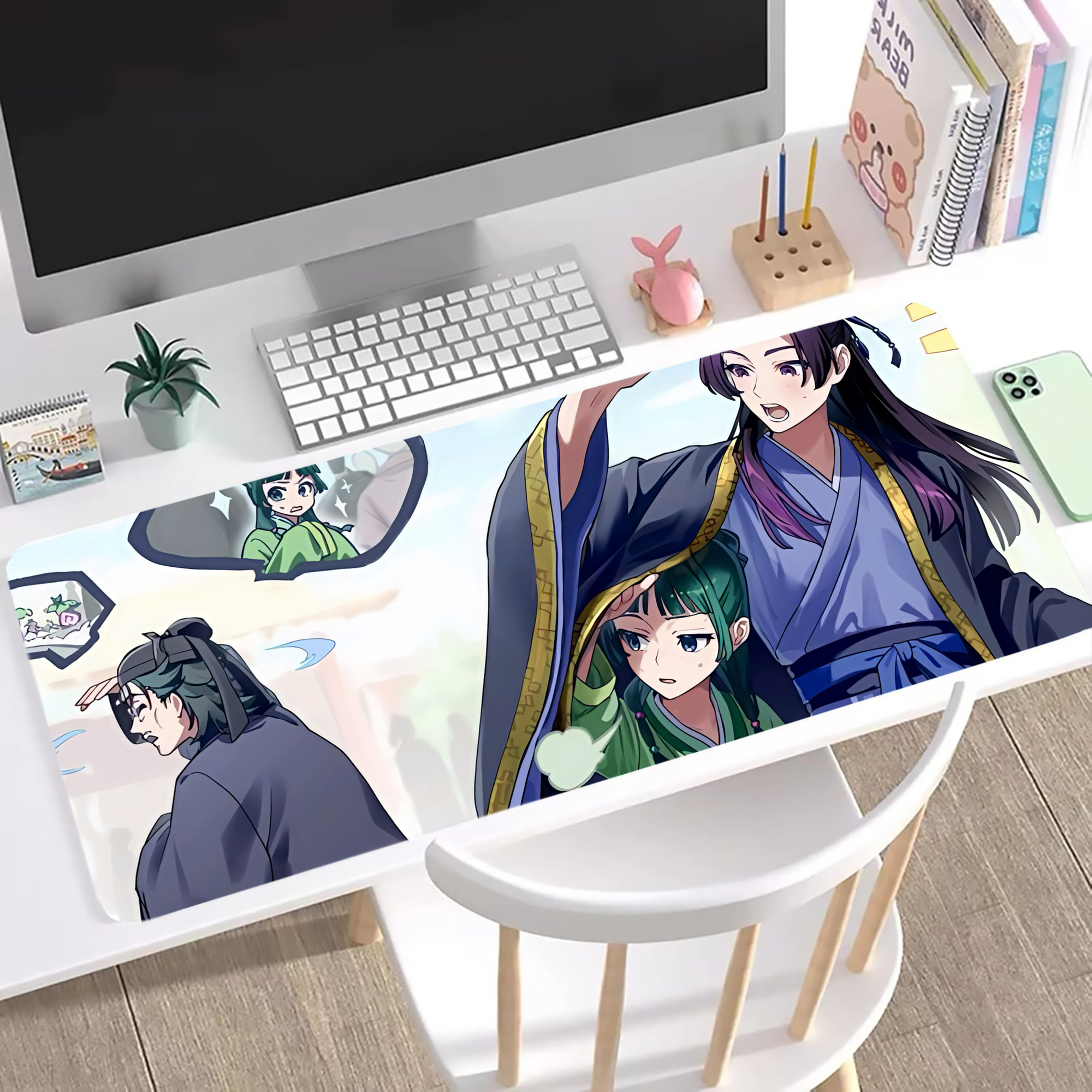 （画像用） 薬屋のひとりごと The Apothecary Diaries ステッチ加工 大判デスクマット／滑り止めマウスパッド