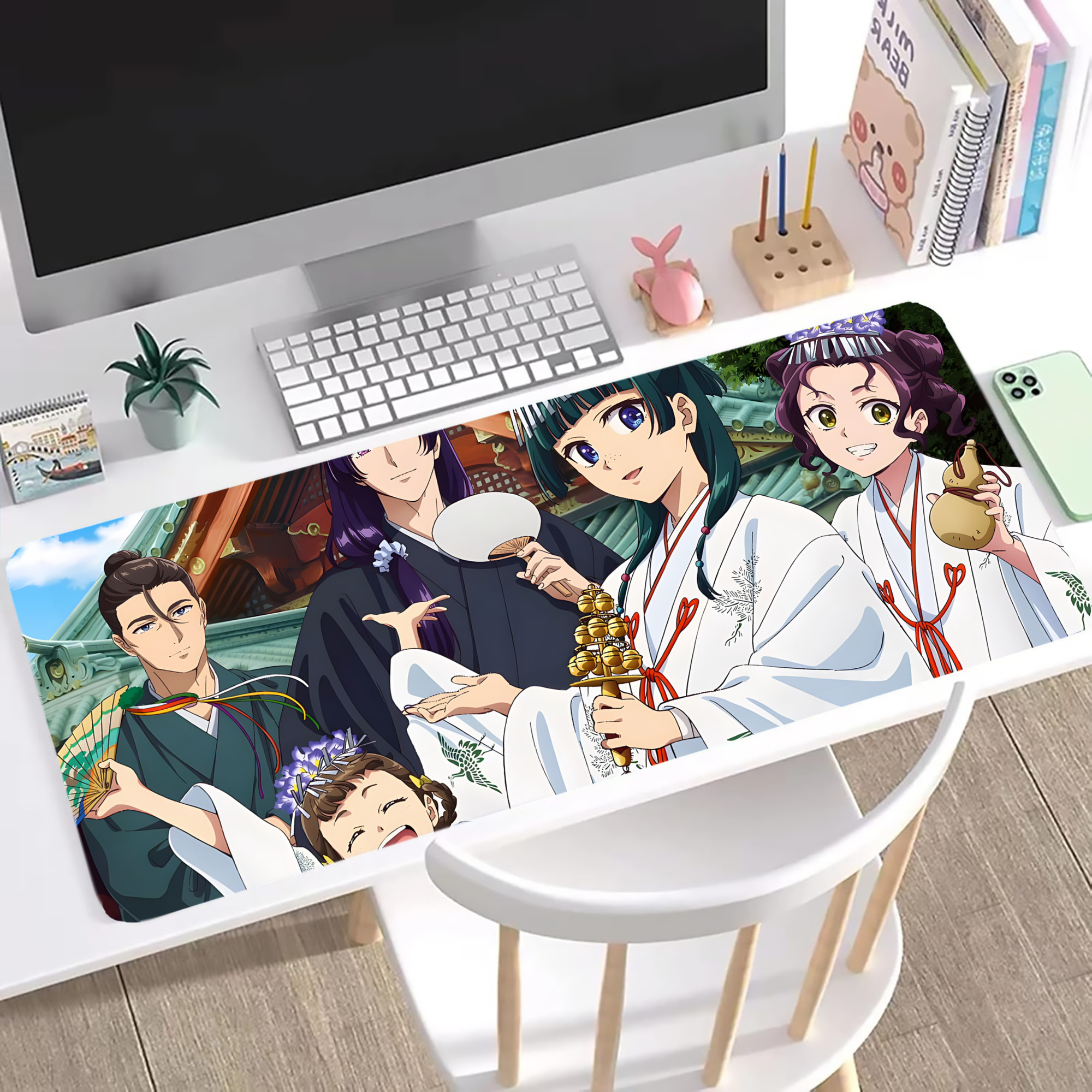 （画像用） 薬屋のひとりごと The Apothecary Diaries ステッチ加工 大判デスクマット／滑り止めマウスパッド