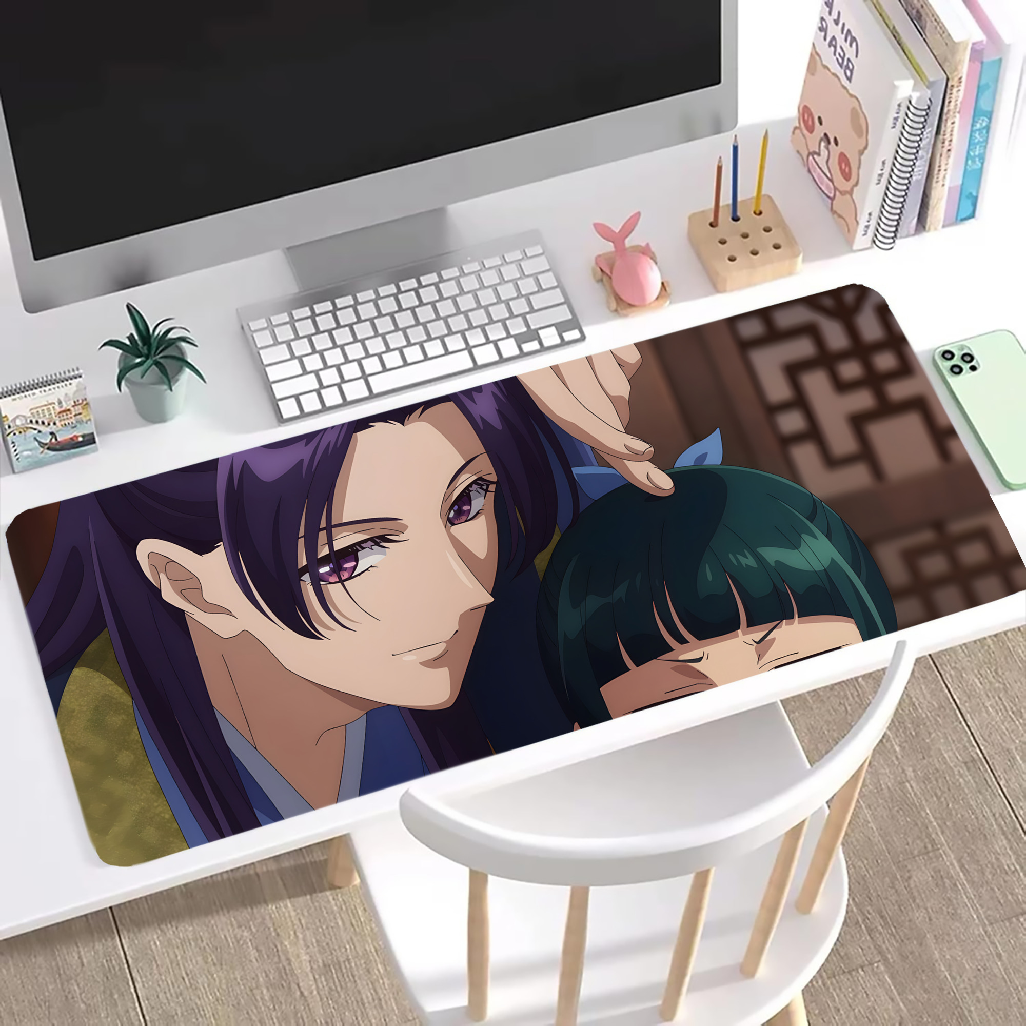 （画像用） 薬屋のひとりごと The Apothecary Diaries ステッチ加工 大判デスクマット／滑り止めマウスパッド