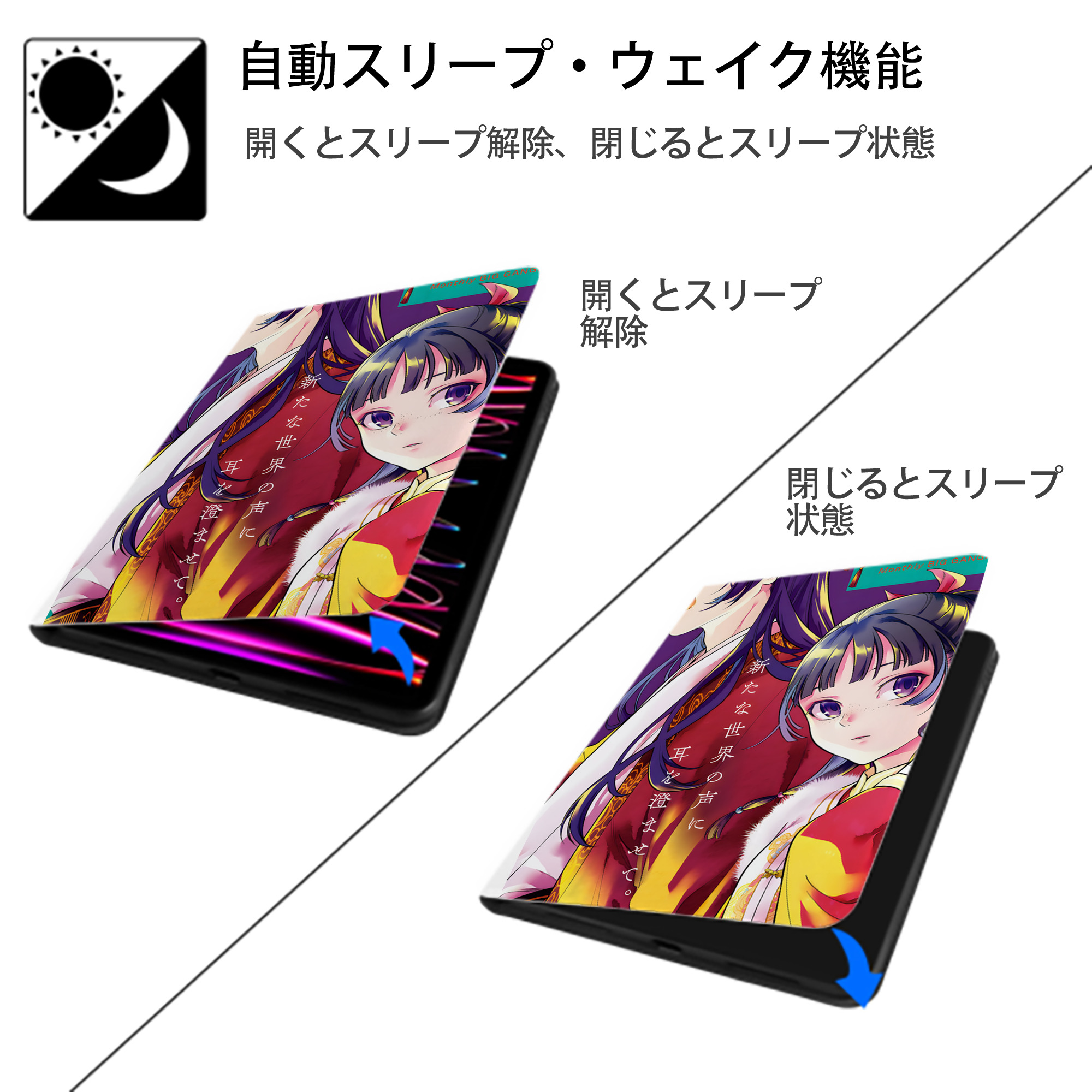 薬屋のひとりごと The Apothecary Diaries IPad ケース ペン収納付き 三つ折りスタンド PUレザー×シリコン 対応機種9.5/10.5/10.9インチ
