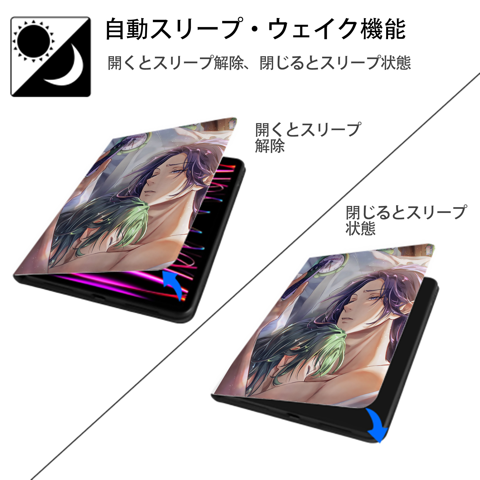 薬屋のひとりごと The Apothecary Diaries IPad ケース ペン収納付き 三つ折りスタンド PUレザー×シリコン 対応機種9.5/10.5/10.9インチ