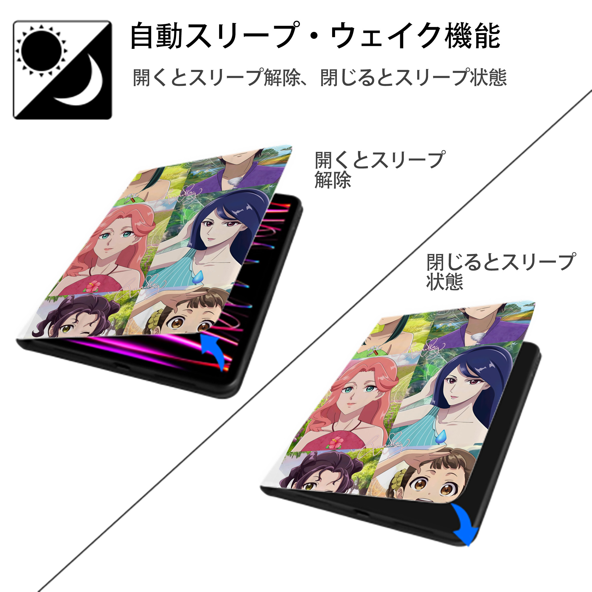 薬屋のひとりごと The Apothecary Diaries IPad ケース ペン収納付き 三つ折りスタンド PUレザー×シリコン 対応機種9.5/10.5/10.9インチ