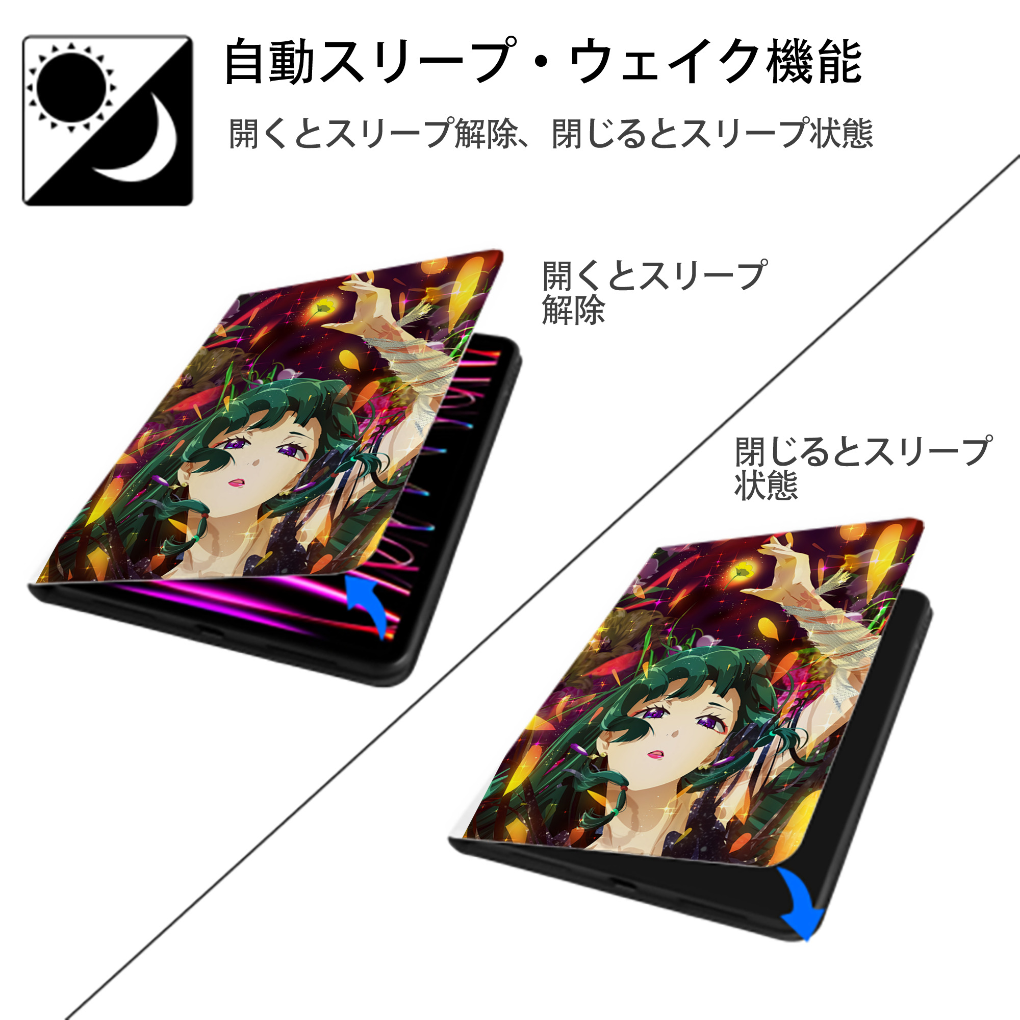 薬屋のひとりごと The Apothecary Diaries IPad ケース ペン収納付き 三つ折りスタンド PUレザー×シリコン 対応機種9.5/10.5/10.9インチ