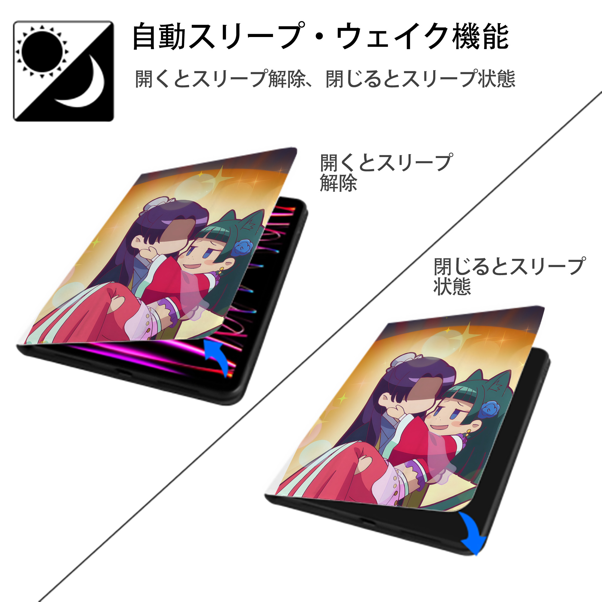薬屋のひとりごと The Apothecary Diaries IPad ケース ペン収納付き 三つ折りスタンド PUレザー×シリコン 対応機種9.5/10.5/10.9インチ