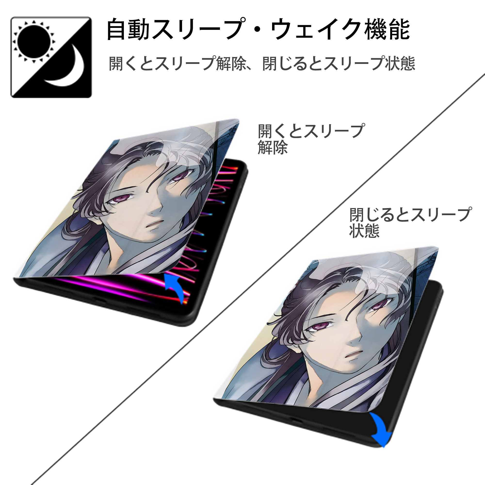 薬屋のひとりごと The Apothecary Diaries IPad ケース ペン収納付き 三つ折りスタンド PUレザー×シリコン 対応機種9.5/10.5/10.9インチ