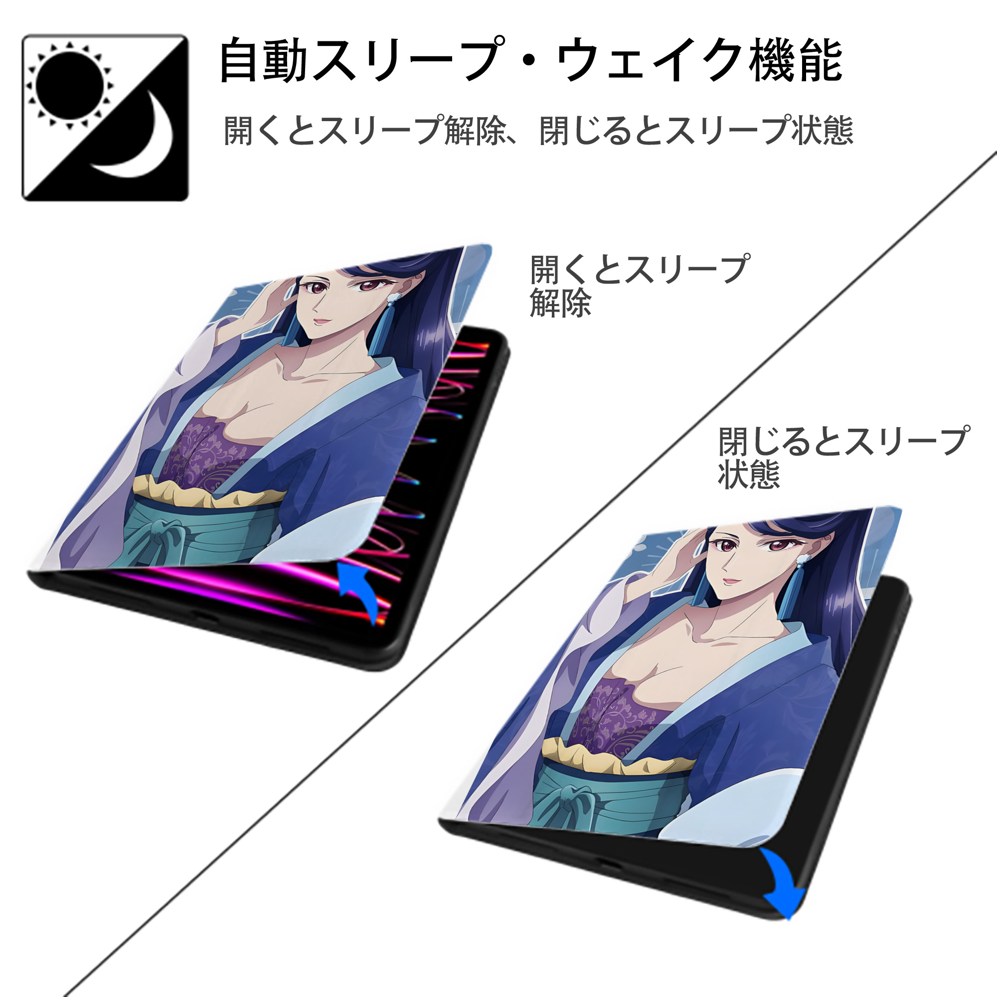 薬屋のひとりごと The Apothecary Diaries IPad ケース ペン収納付き 三つ折りスタンド PUレザー×シリコン 対応機種9.5/10.5/10.9インチ