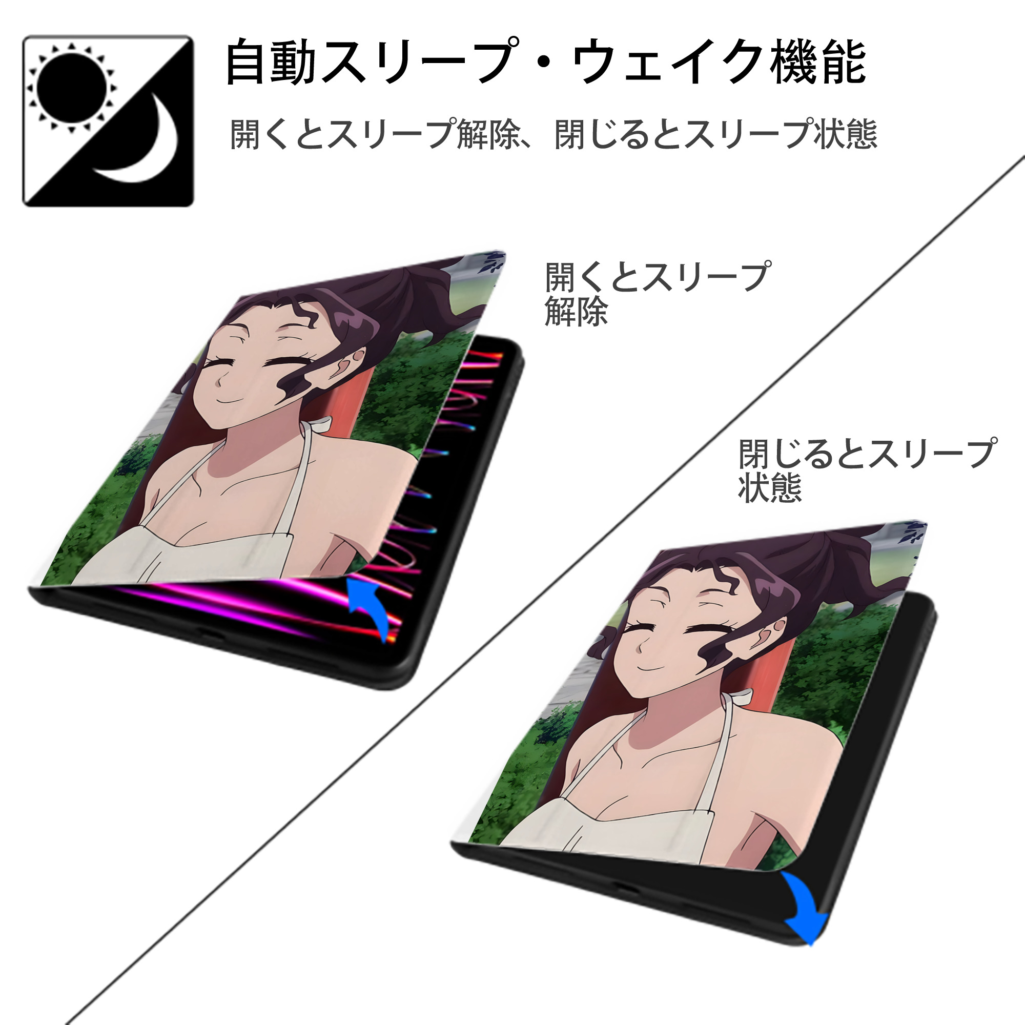 薬屋のひとりごと The Apothecary Diaries IPad ケース ペン収納付き 三つ折りスタンド PUレザー×シリコン 対応機種9.5/10.5/10.9インチ