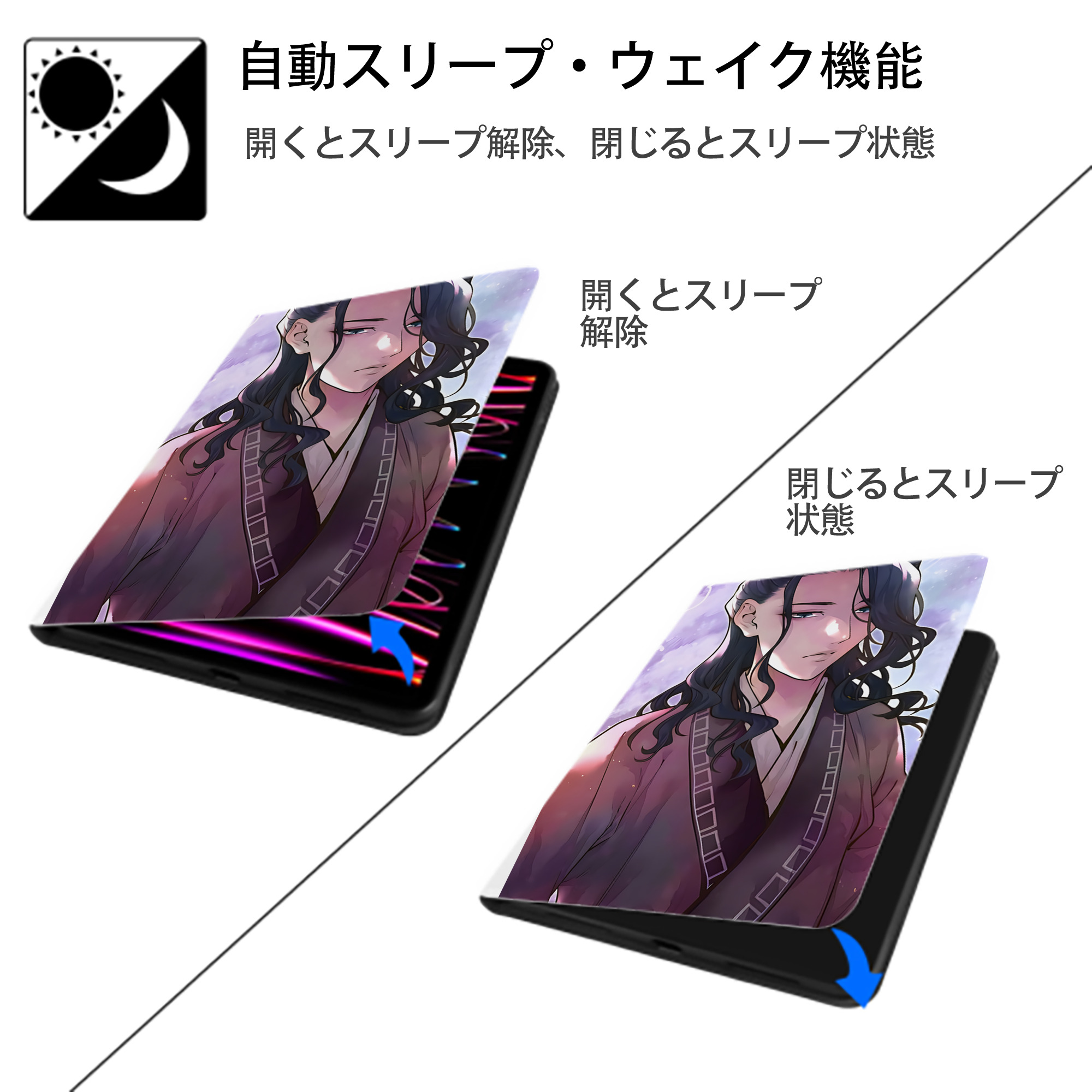 薬屋のひとりごと The Apothecary Diaries IPad ケース ペン収納付き 三つ折りスタンド PUレザー×シリコン 対応機種9.5/10.5/10.9インチ
