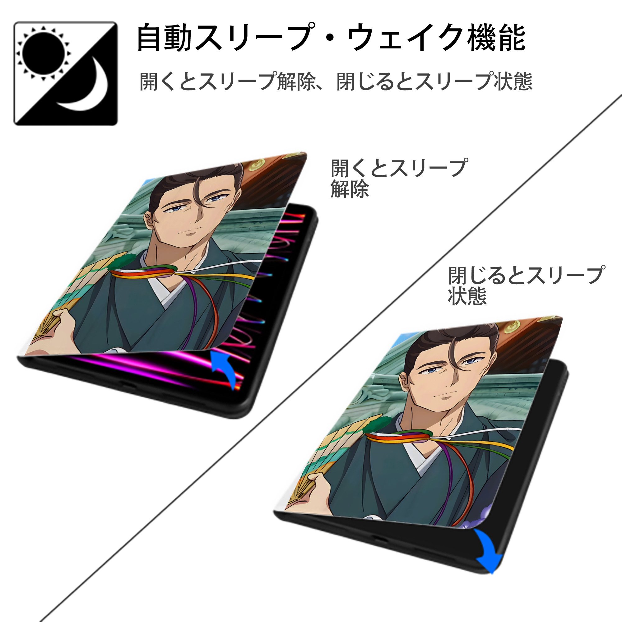 薬屋のひとりごと The Apothecary Diaries IPad ケース ペン収納付き 三つ折りスタンド PUレザー×シリコン 対応機種9.5/10.5/10.9インチ