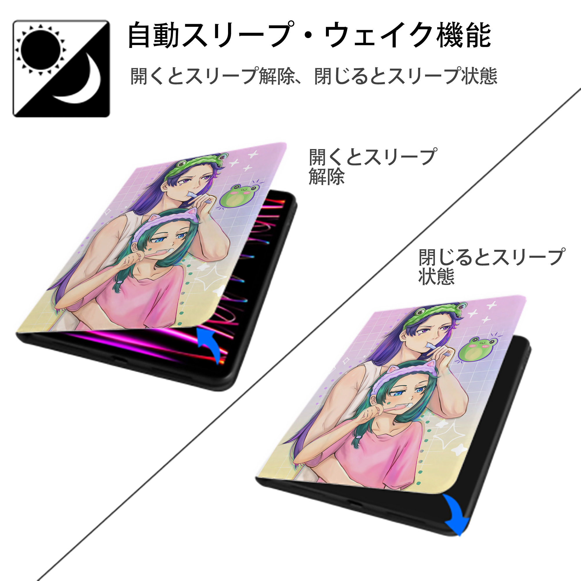 薬屋のひとりごと The Apothecary Diaries IPad ケース ペン収納付き 三つ折りスタンド PUレザー×シリコン 対応機種9.5/10.5/10.9インチ