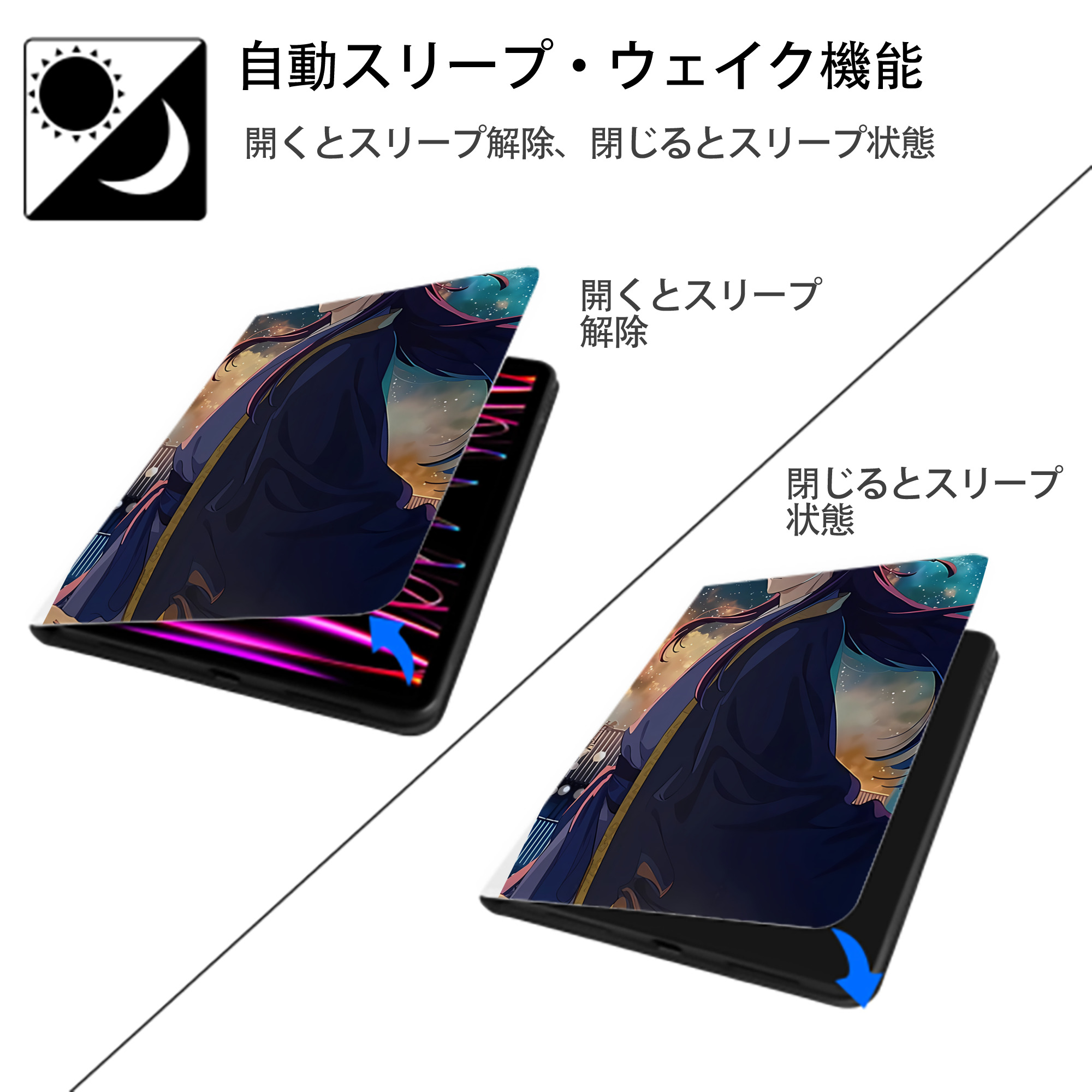 薬屋のひとりごと The Apothecary Diaries IPad ケース ペン収納付き 三つ折りスタンド PUレザー×シリコン 対応機種9.5/10.5/10.9インチ