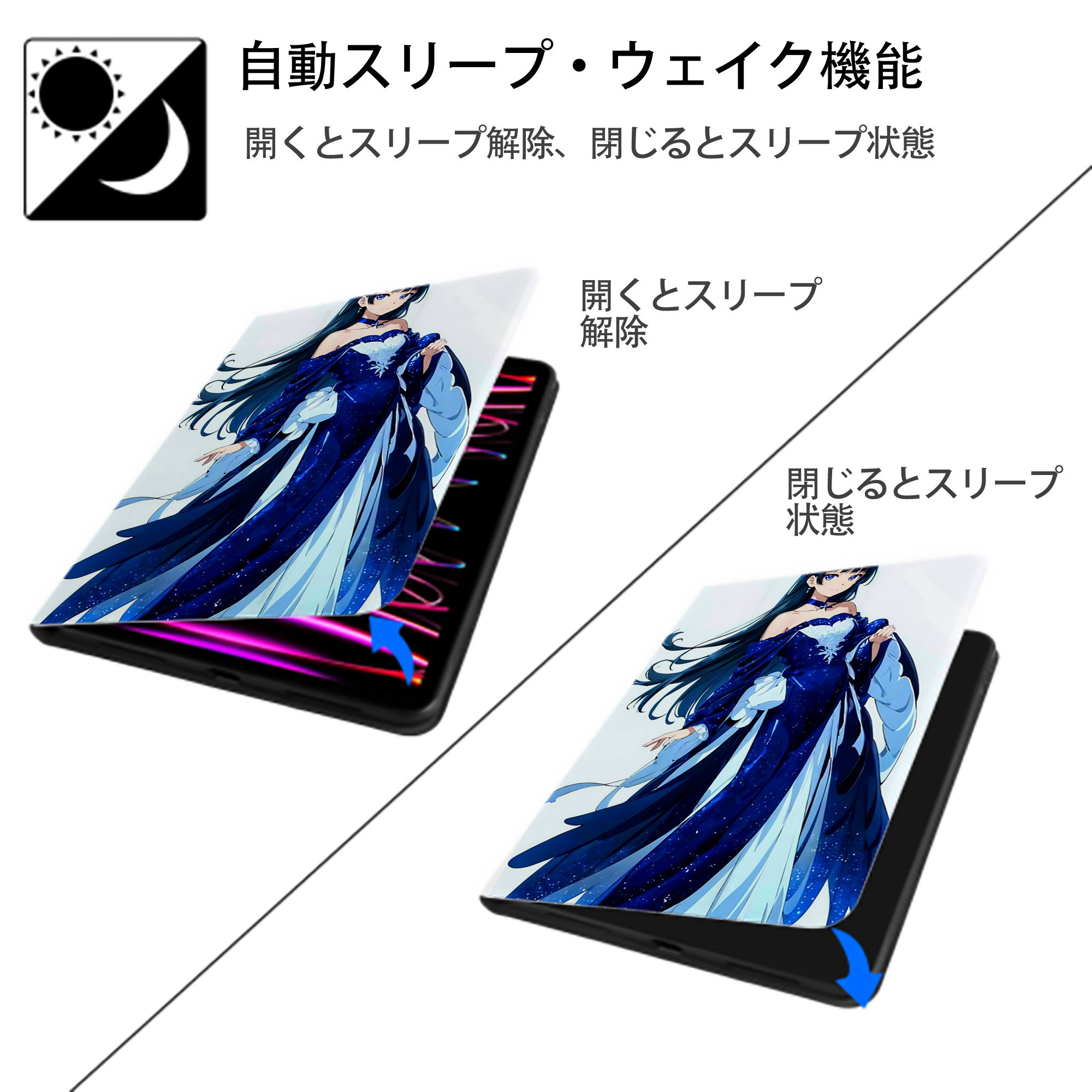 薬屋のひとりごと The Apothecary Diaries IPad ケース ペン収納付き 三つ折りスタンド PUレザー×シリコン 対応機種9.5/10.5/10.9インチ