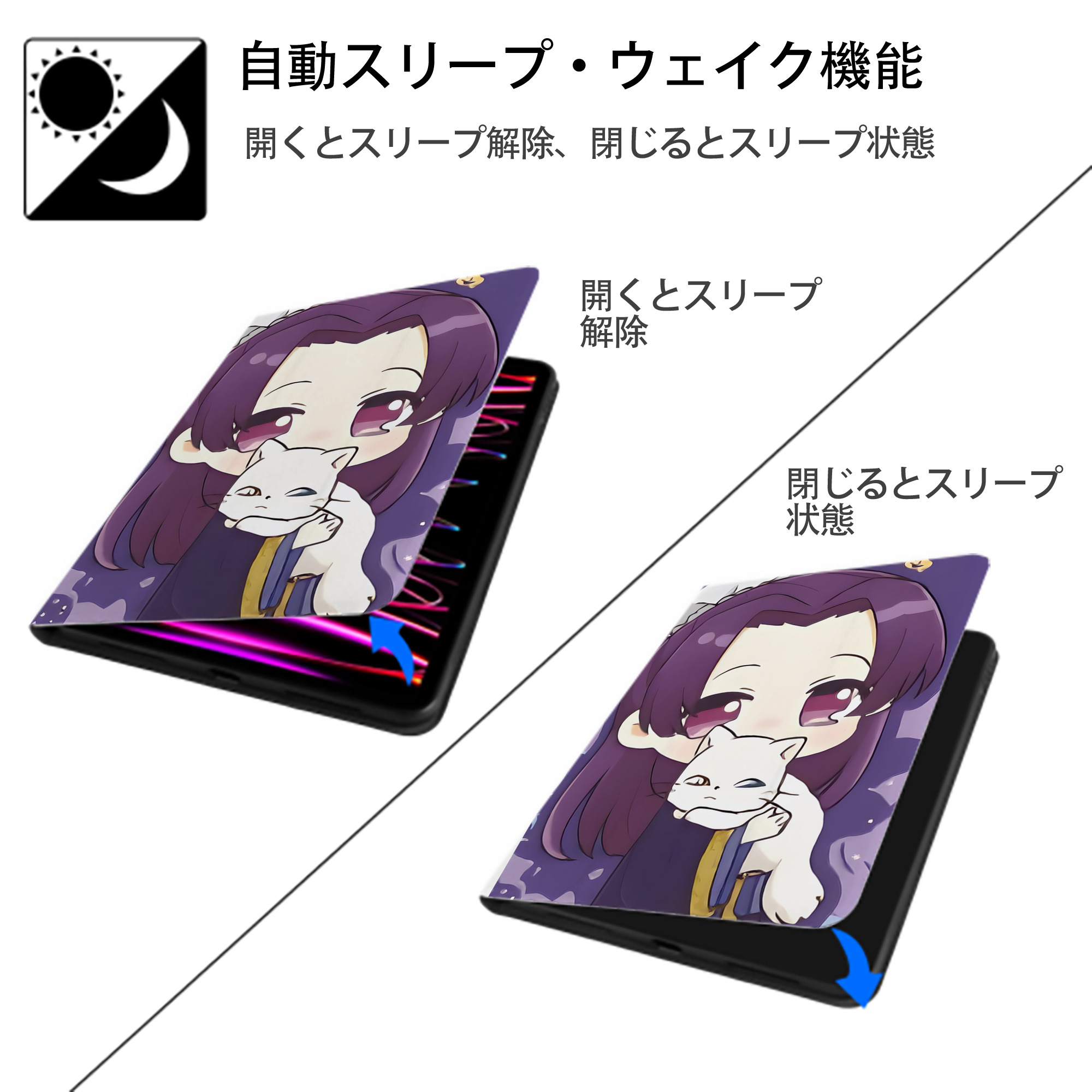 薬屋のひとりごと The Apothecary Diaries IPad ケース ペン収納付き 三つ折りスタンド PUレザー×シリコン 対応機種9.5/10.5/10.9インチ