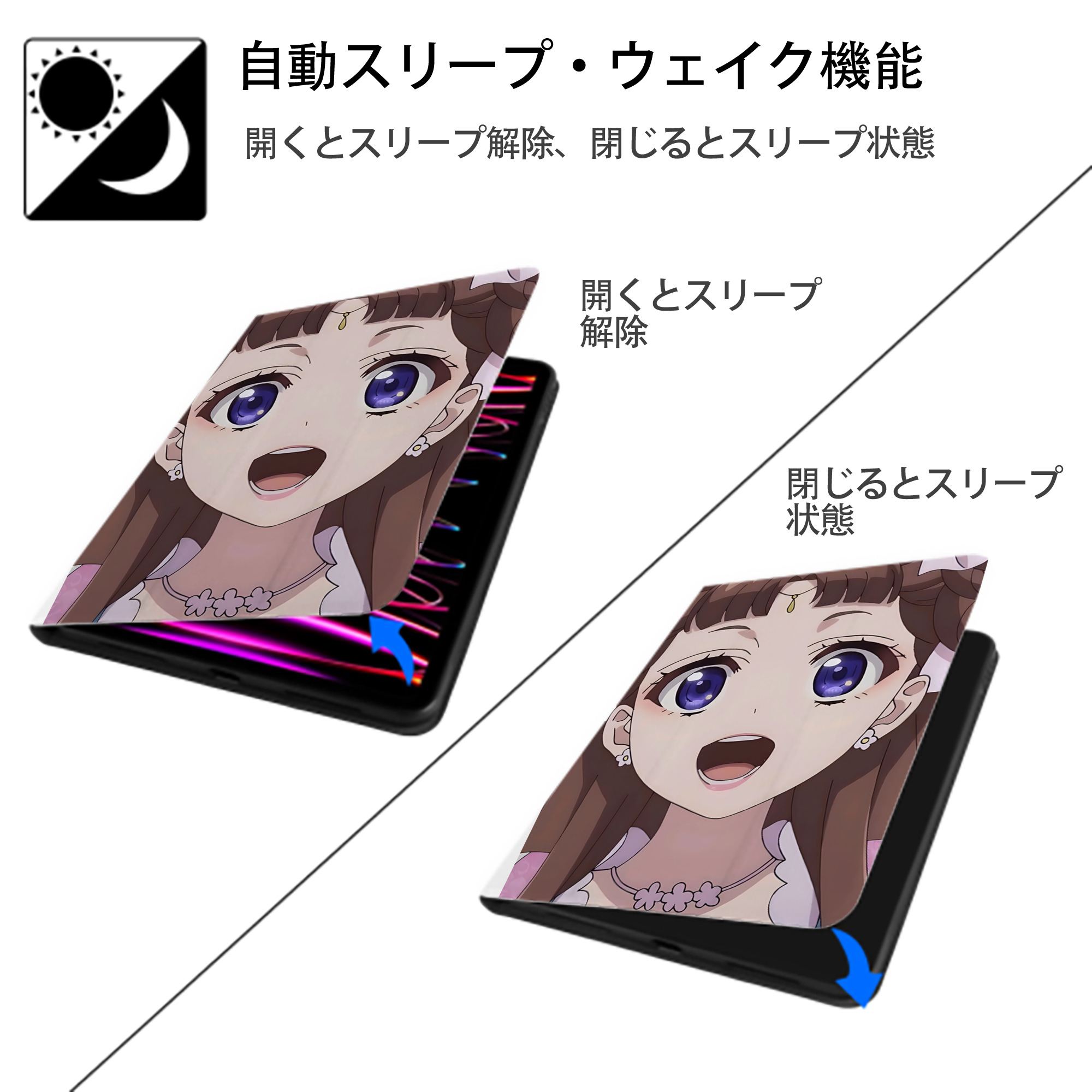 薬屋のひとりごと The Apothecary Diaries IPad ケース ペン収納付き 三つ折りスタンド PUレザー×シリコン 対応機種9.5/10.5/10.9インチ
