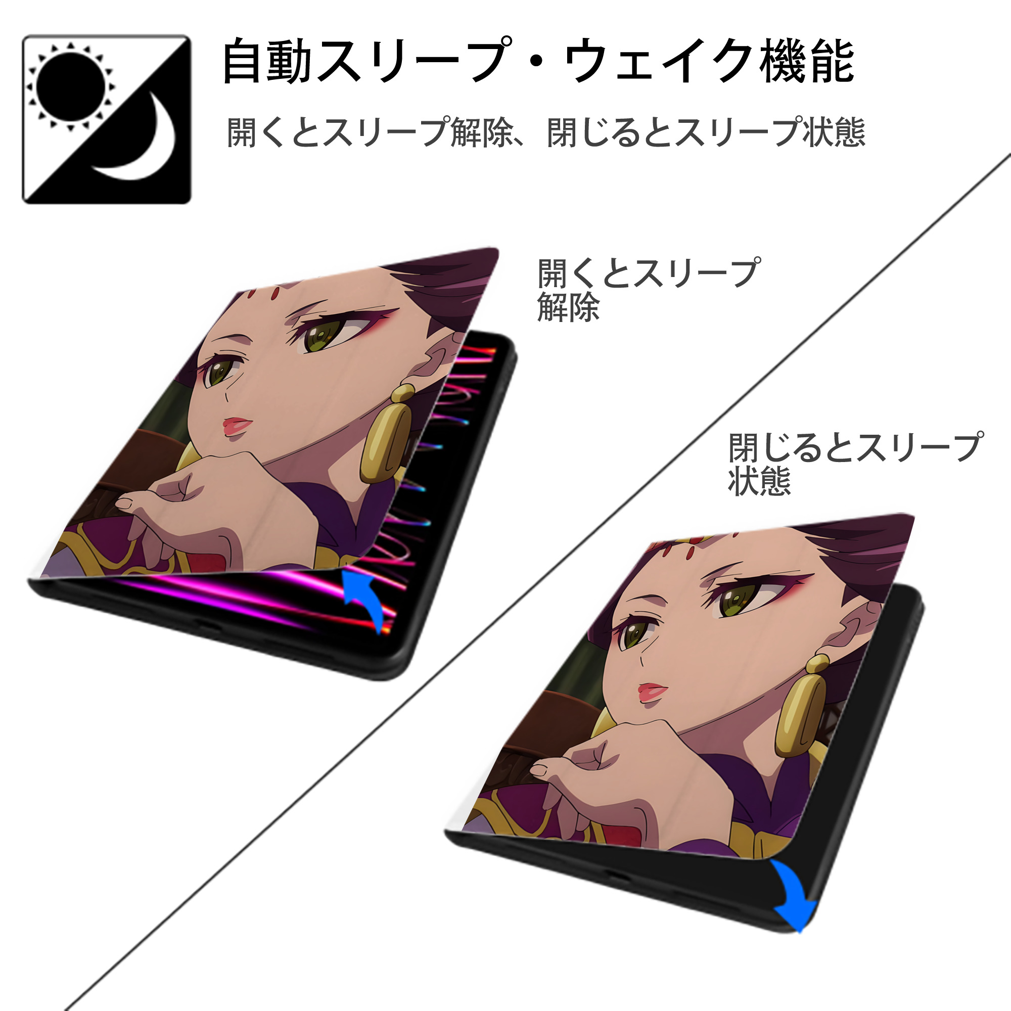 薬屋のひとりごと The Apothecary Diaries IPad ケース ペン収納付き 三つ折りスタンド PUレザー×シリコン 対応機種9.5/10.5/10.9インチ