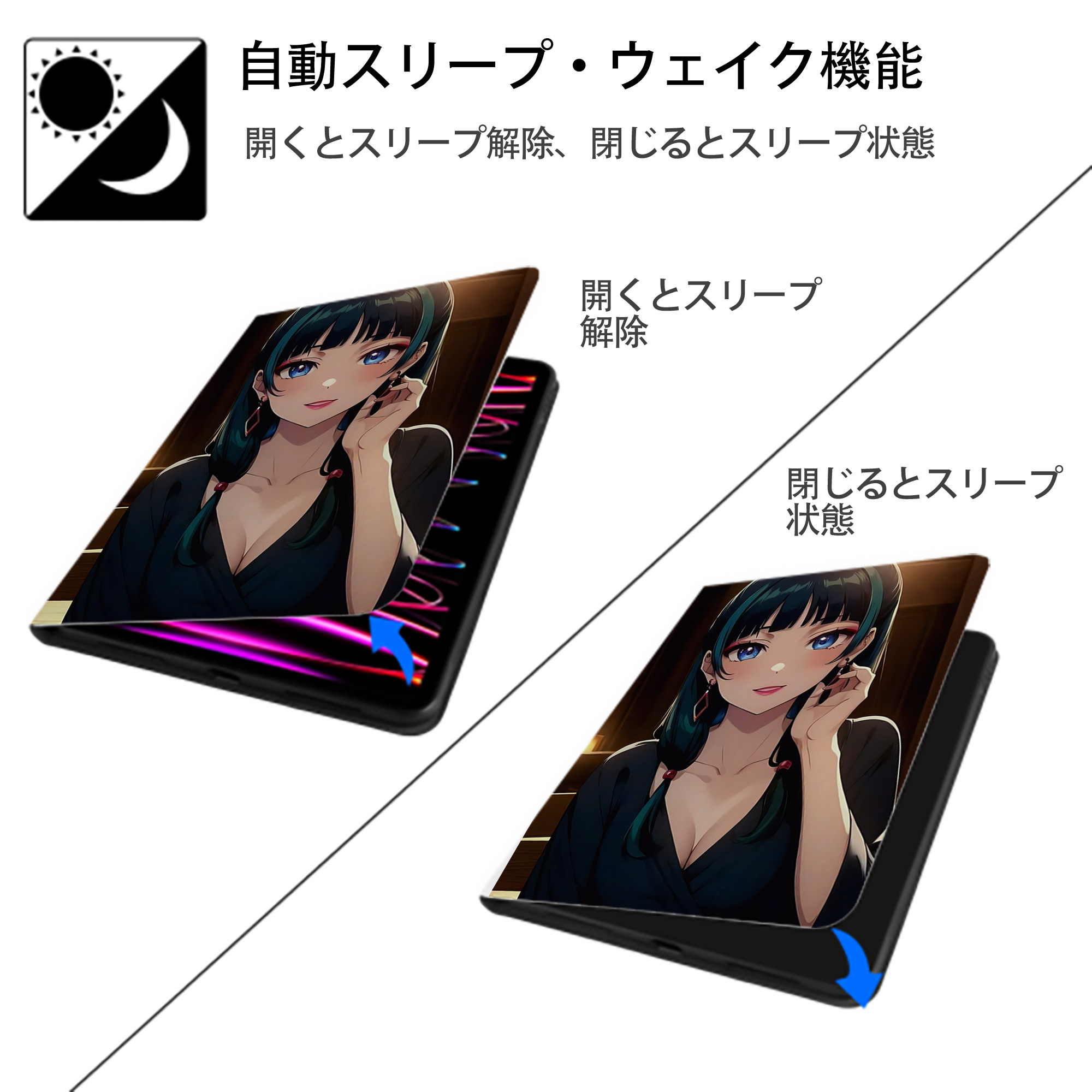 薬屋のひとりごと The Apothecary Diaries IPad ケース ペン収納付き 三つ折りスタンド PUレザー×シリコン 対応機種9.5/10.5/10.9インチ