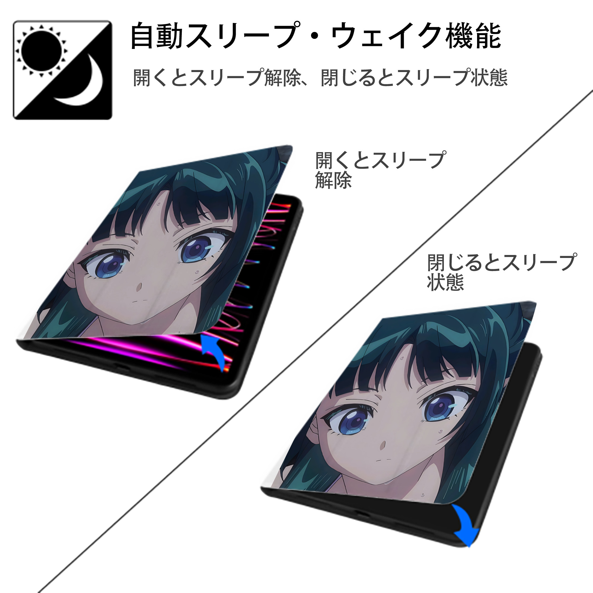 薬屋のひとりごと The Apothecary Diaries IPad ケース ペン収納付き 三つ折りスタンド PUレザー×シリコン 対応機種9.5/10.5/10.9インチ