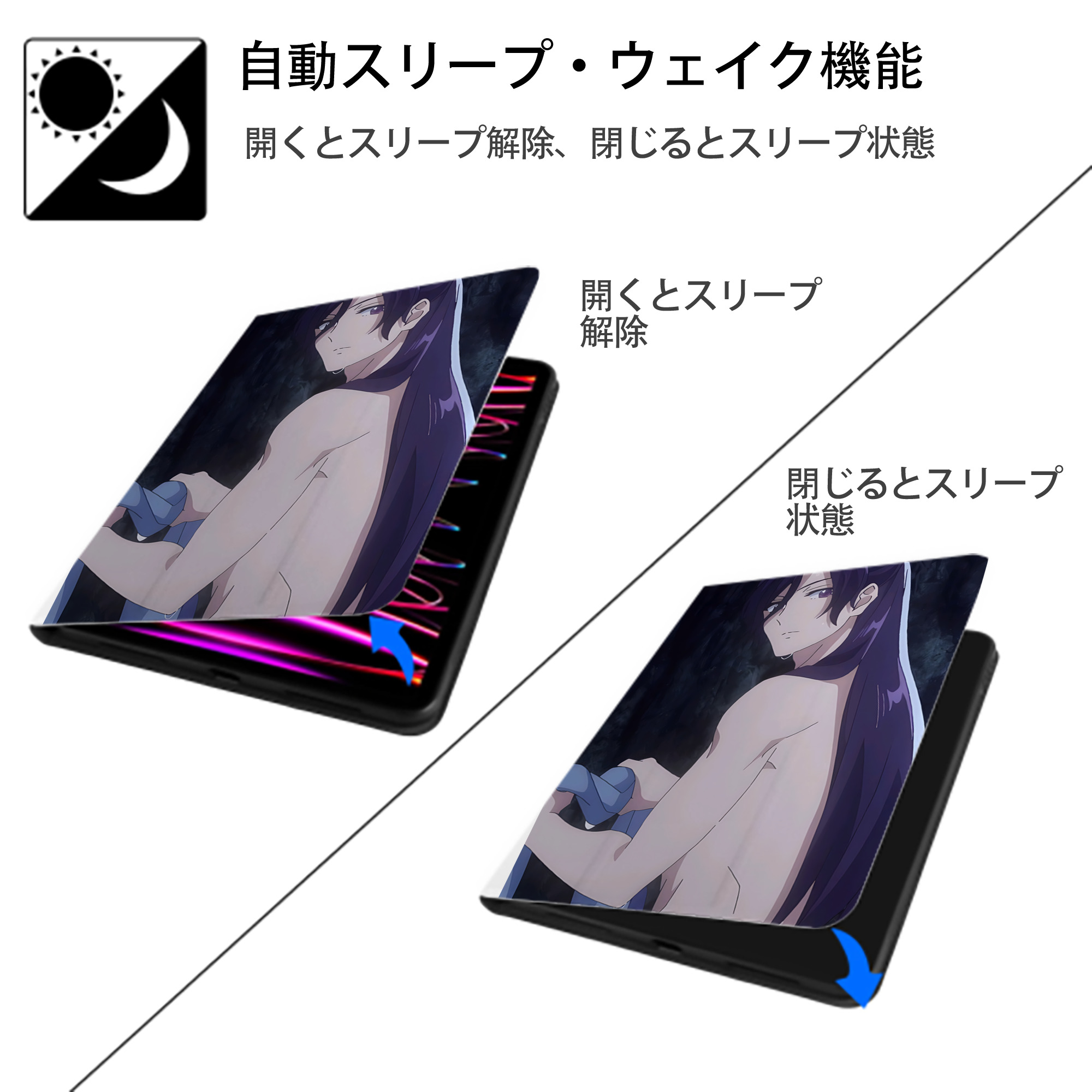 薬屋のひとりごと The Apothecary Diaries IPad ケース ペン収納付き 三つ折りスタンド PUレザー×シリコン 対応機種9.5/10.5/10.9インチ