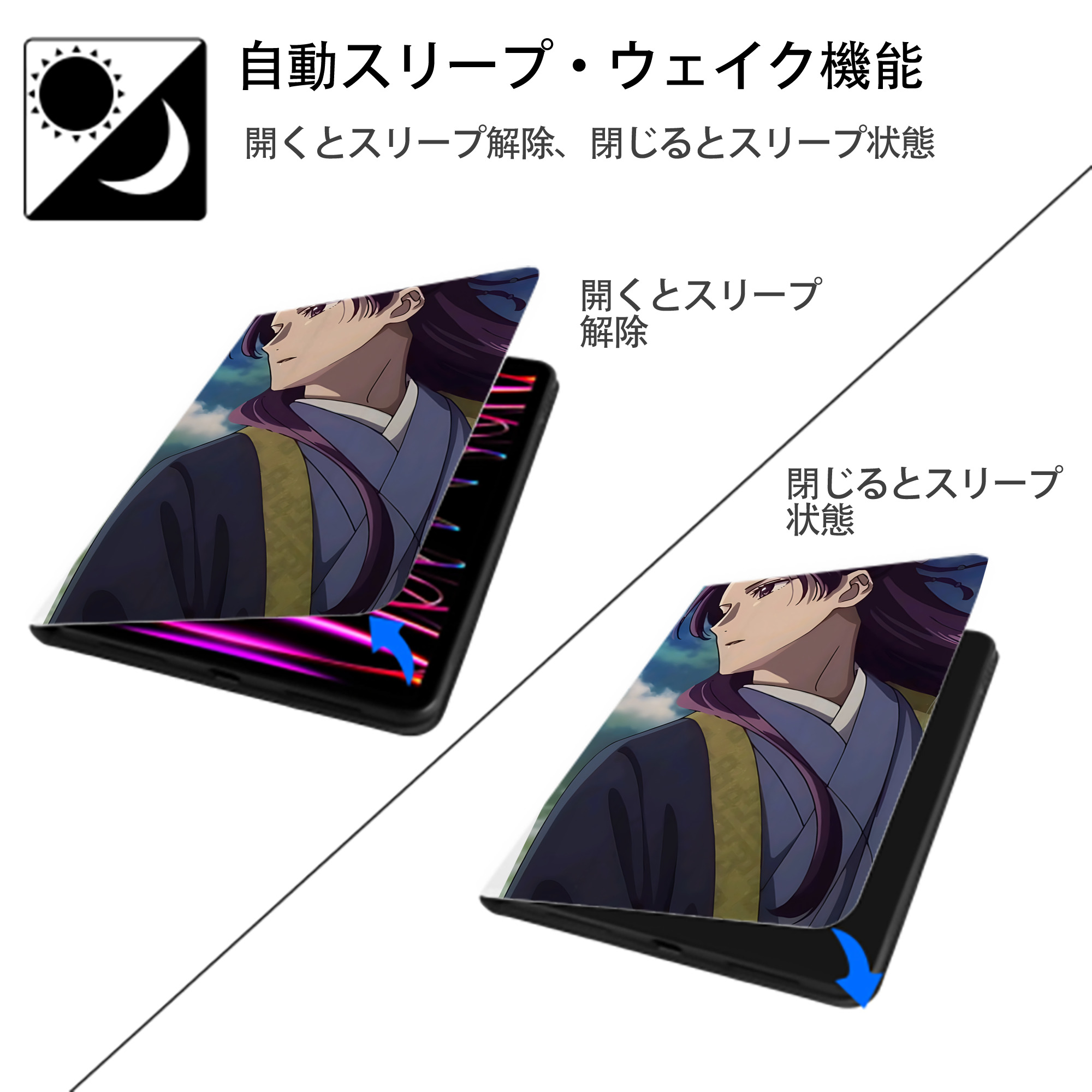 薬屋のひとりごと The Apothecary Diaries IPad ケース ペン収納付き 三つ折りスタンド PUレザー×シリコン 対応機種9.5/10.5/10.9インチ