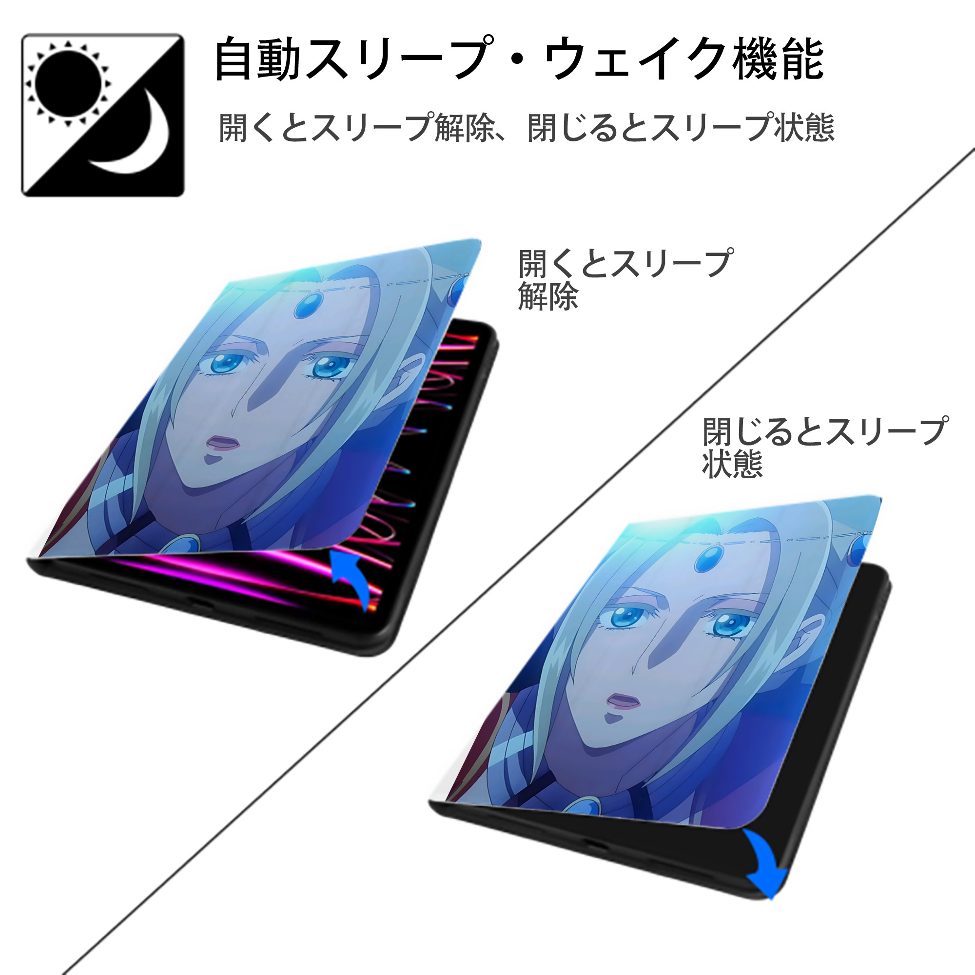 薬屋のひとりごと The Apothecary Diaries IPad ケース ペン収納付き 三つ折りスタンド PUレザー×シリコン 対応機種9.5/10.5/10.9インチ