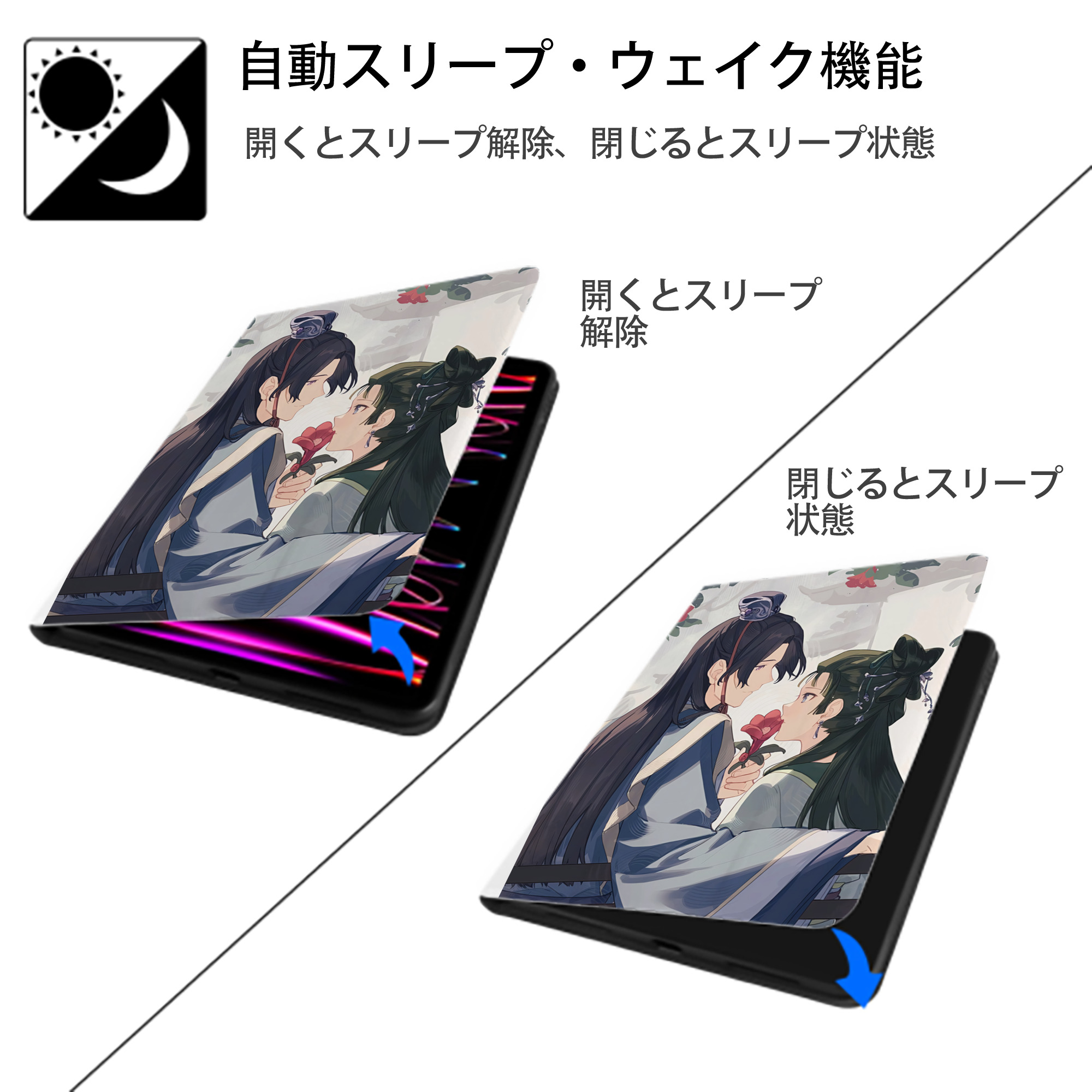 薬屋のひとりごと The Apothecary Diaries IPad ケース ペン収納付き 三つ折りスタンド PUレザー×シリコン 対応機種9.5/10.5/10.9インチ
